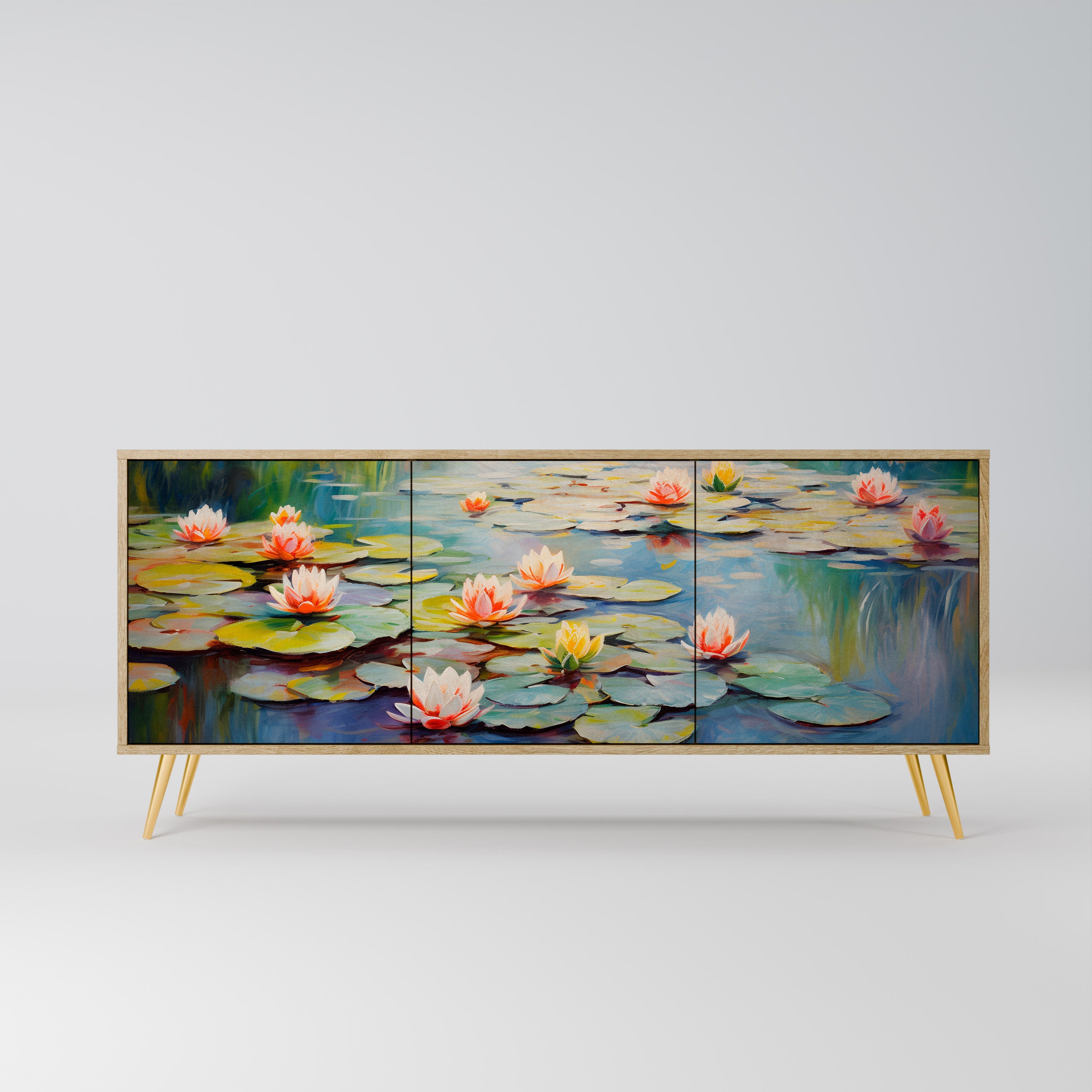 BLOOMING WATERS 3-Door Sideboard in Oak Effect