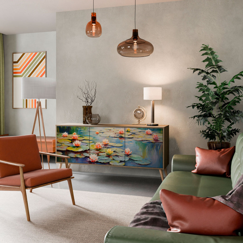 BLOOMING WATERS 3-Door Sideboard in Oak Effect