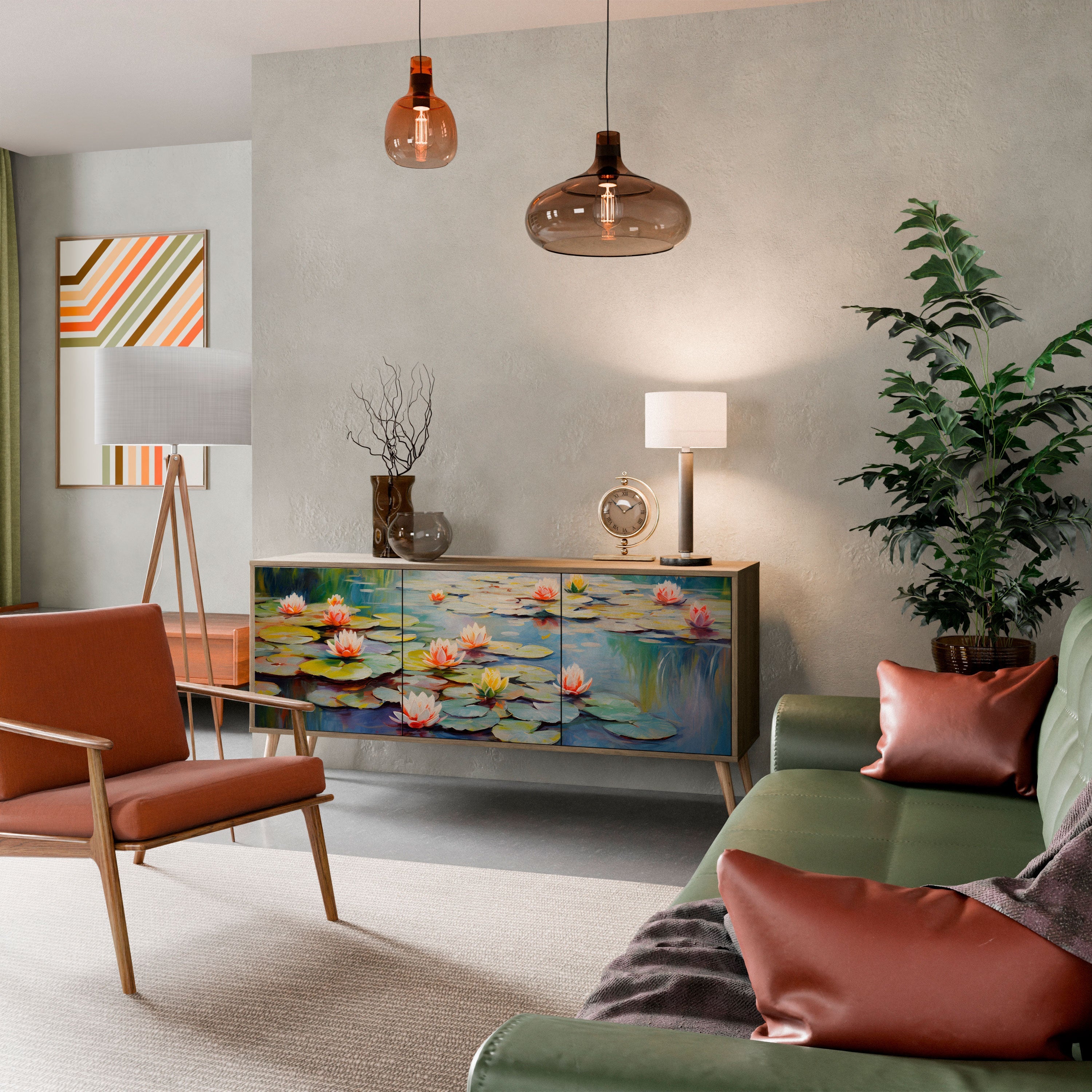 BLOOMING WATERS 3-Door Sideboard in Oak Effect