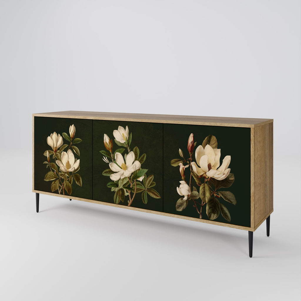 FLORAL NOIR 3-Door Sideboard in Oak Effect