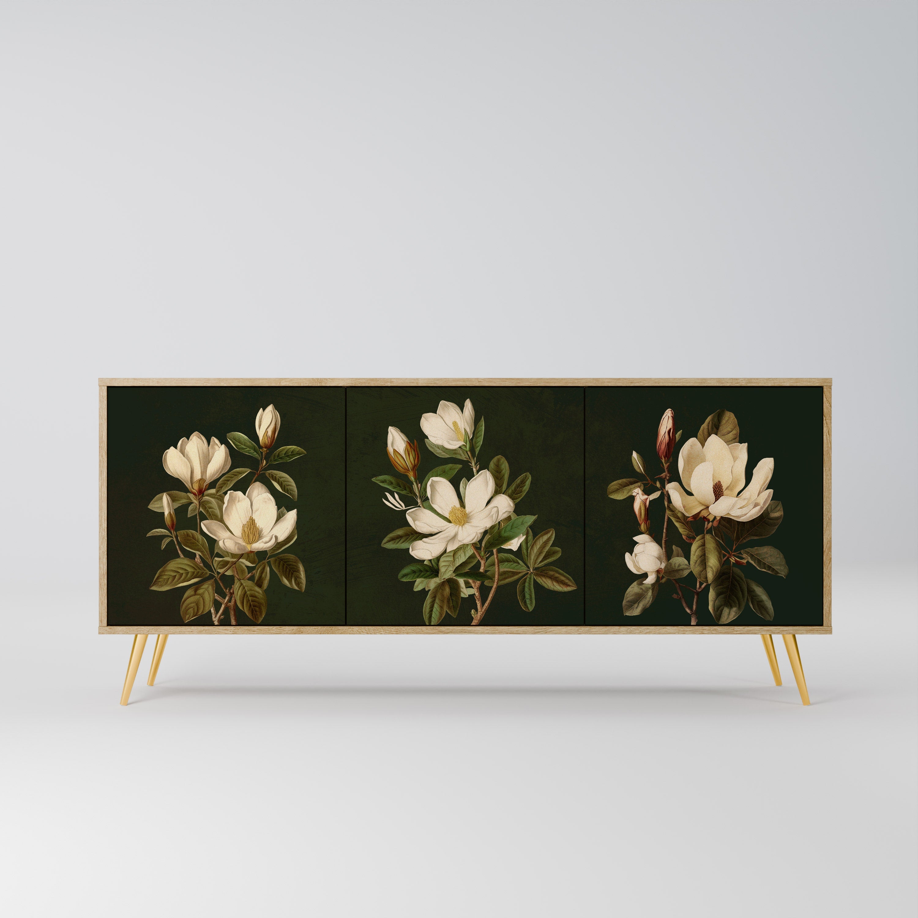 FLORAL NOIR 3-Door Sideboard in Oak Effect