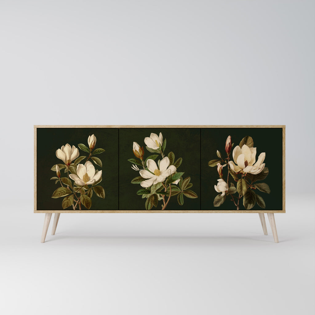 FLORAL NOIR 3-Door Sideboard in Oak Effect