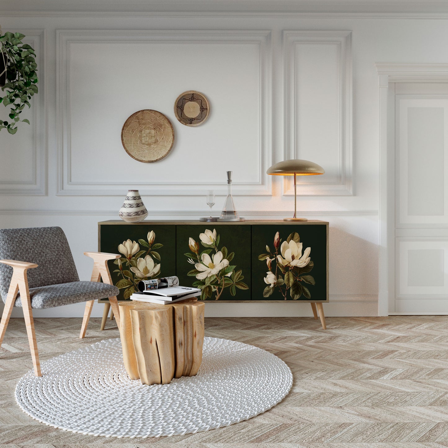 FLORAL NOIR 3-türiges Sideboard