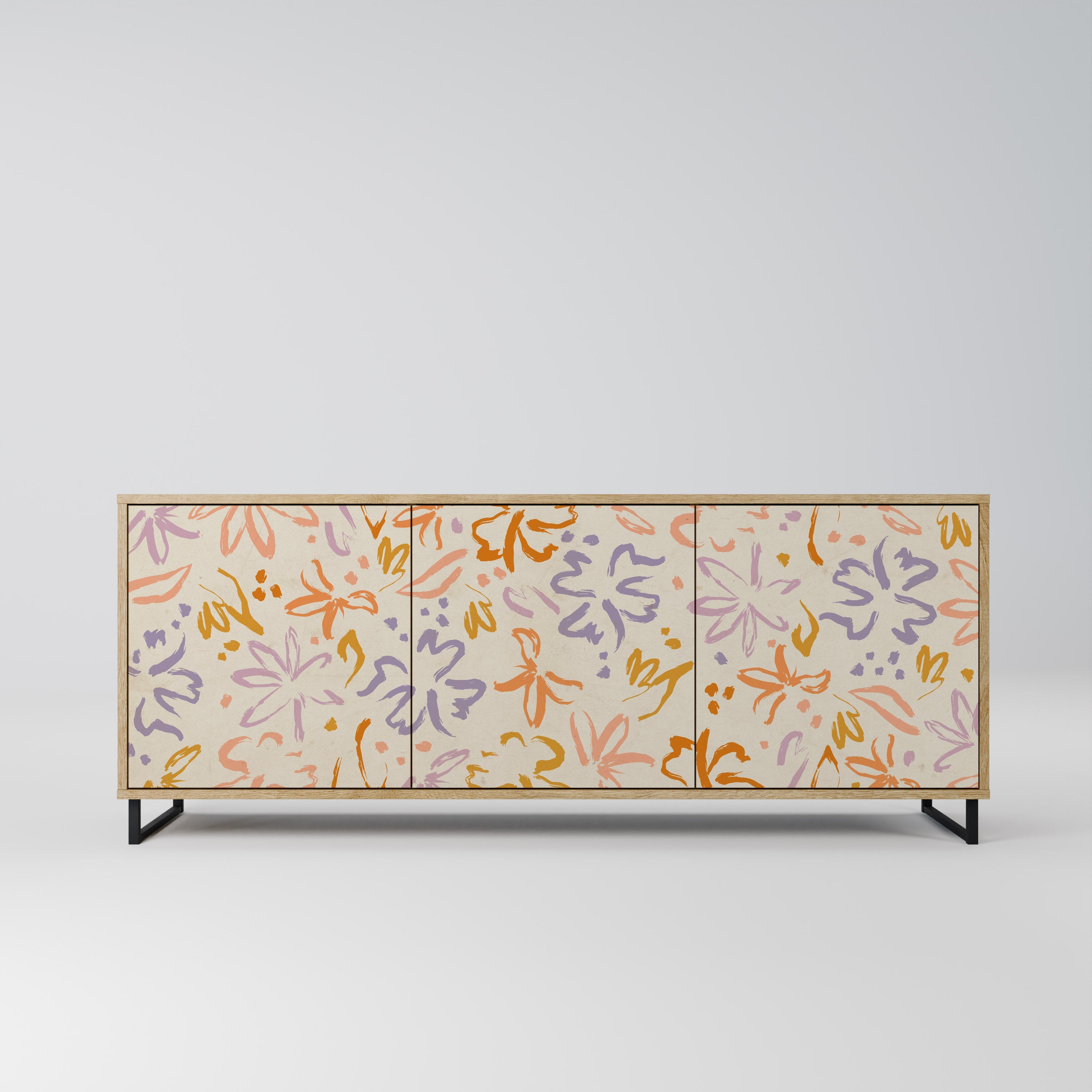 SPRING WHIMSY 3-Door Sideboard in Oak Effect