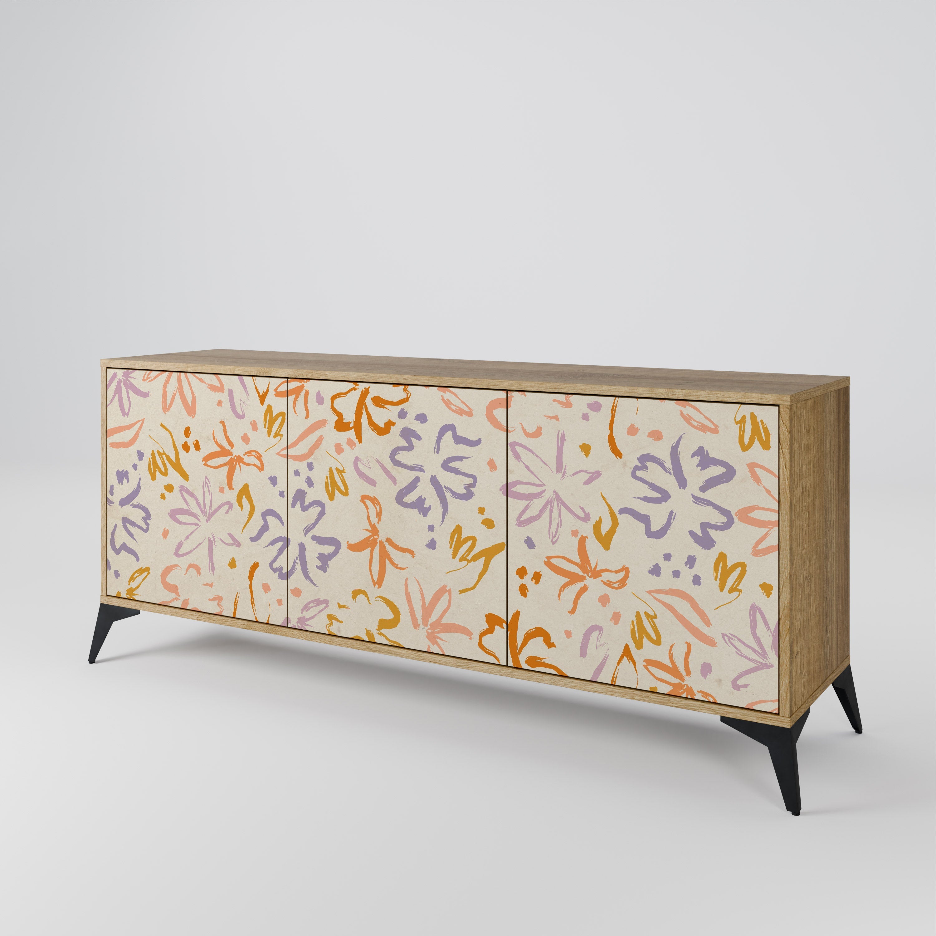 SPRING WHIMSY 3-Door Sideboard in Oak Effect
