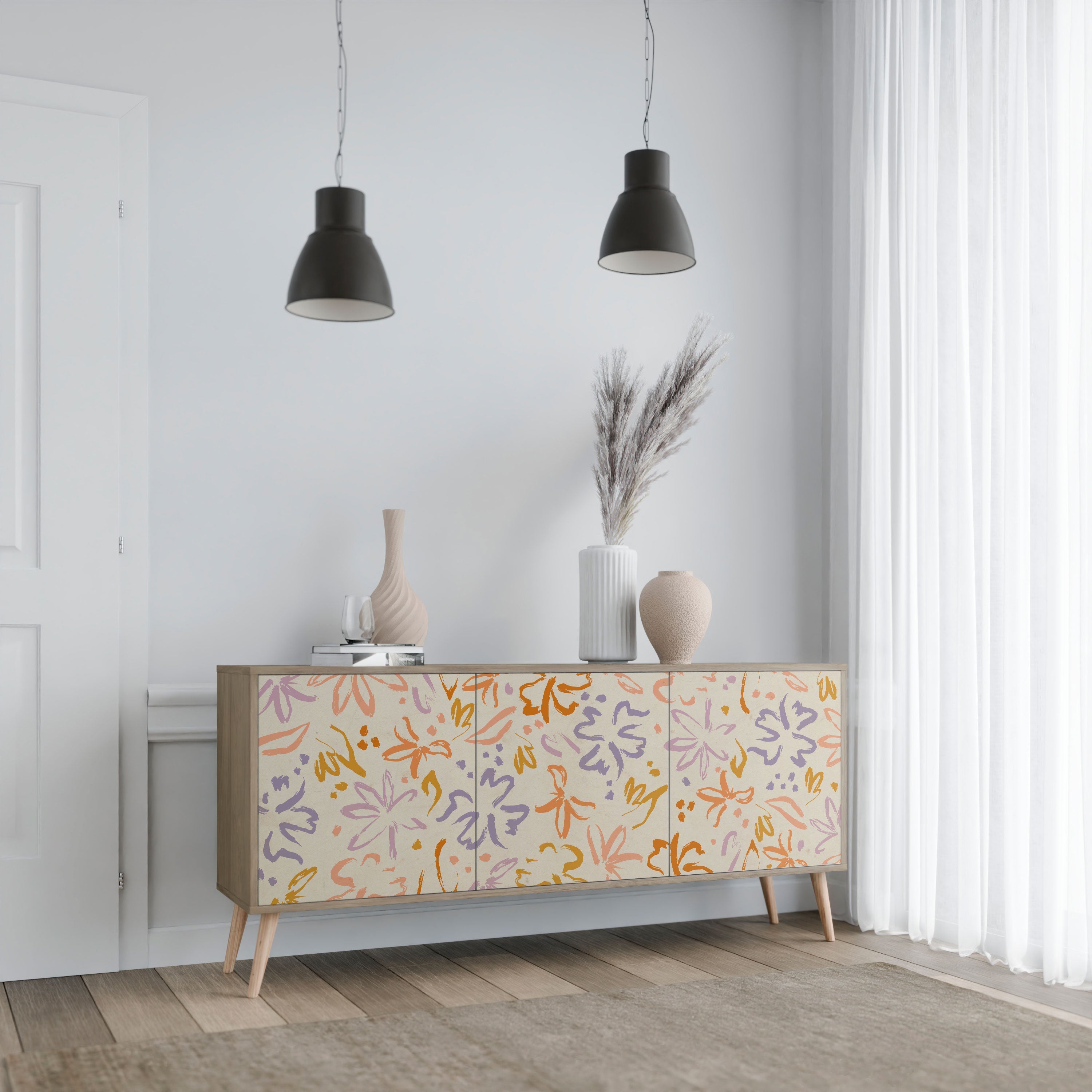 SPRING WHIMSY 3-Door Sideboard in Oak Effect