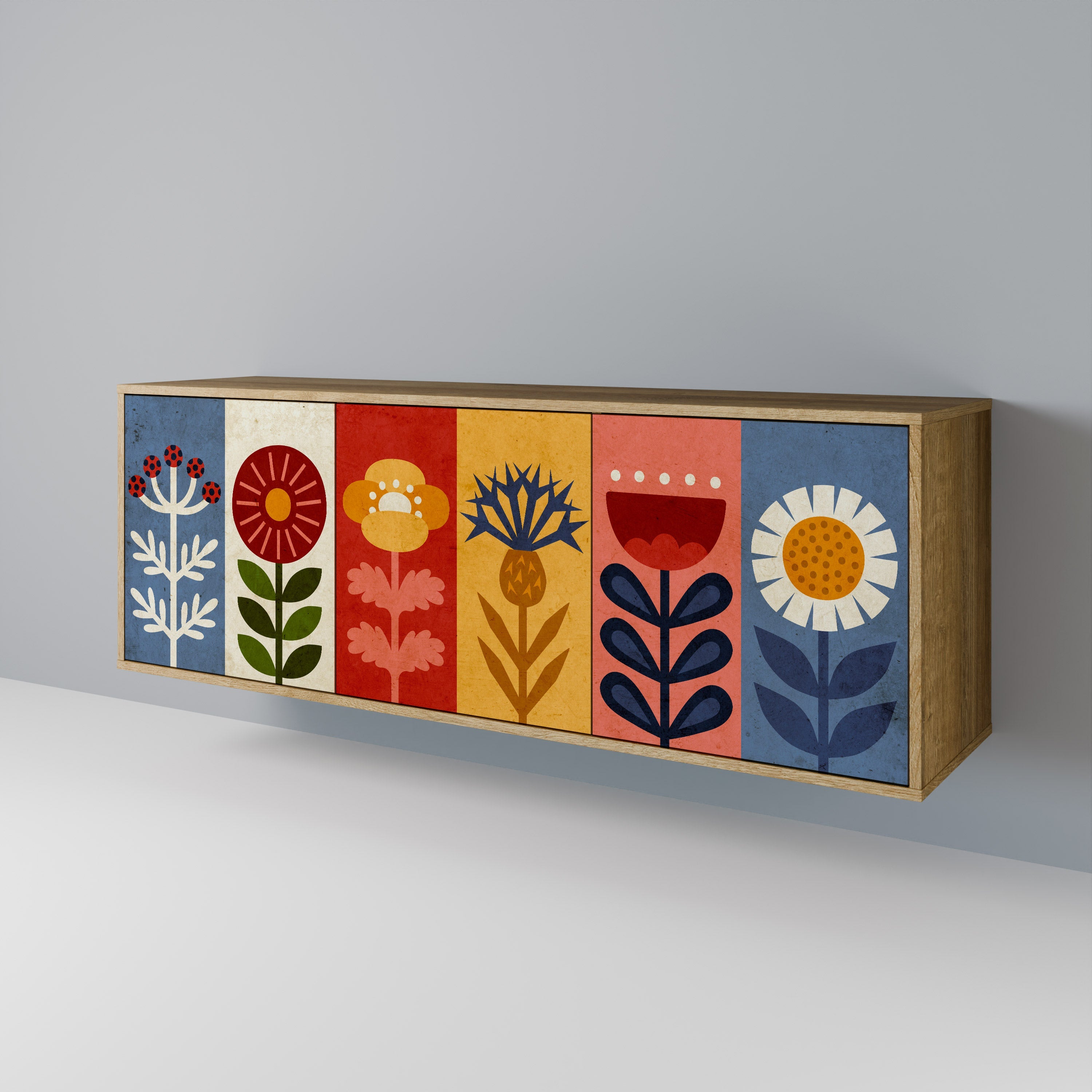 SCANDIC FLOWERET 3-Door Sideboard in Oak Effect