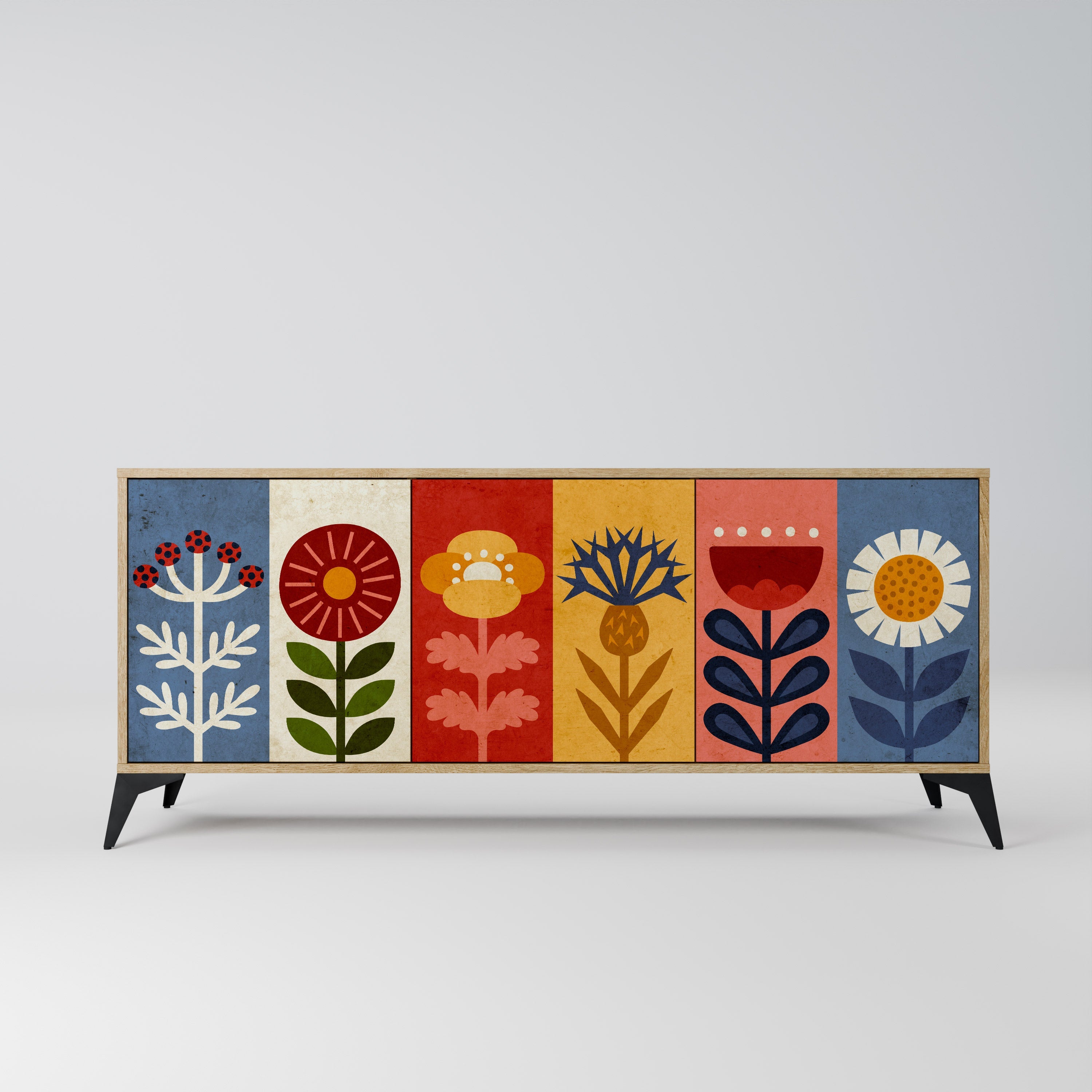 SCANDIC FLOWERET 3-Door Sideboard in Oak Effect