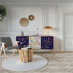 FLORAL COMBINATION 3-Door Sideboard in Oak Effect