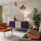 FLORAL COMBINATION 3-Door Sideboard in Oak Effect