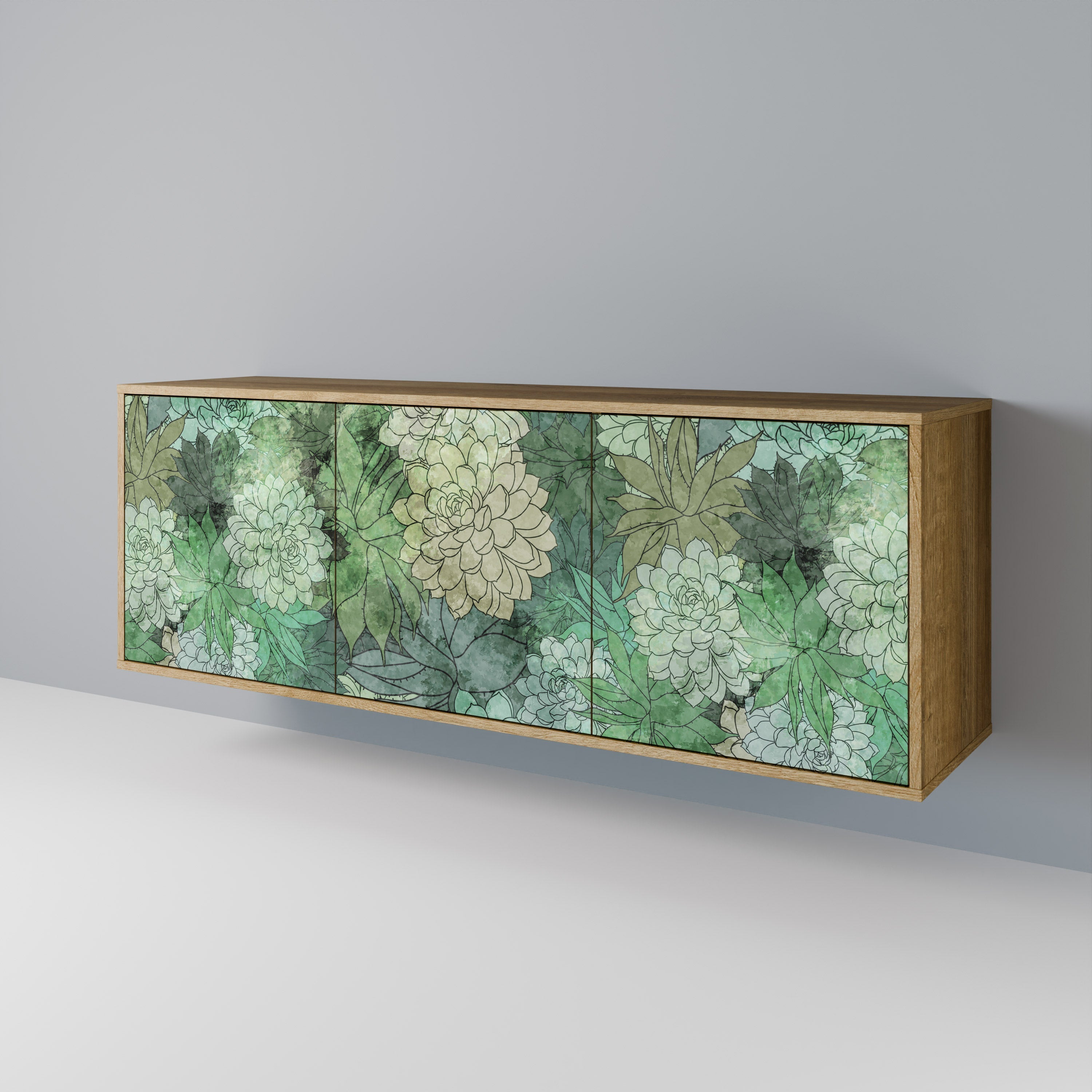 SUCCULENT CLUSTER 3-Door Sideboard in Oak Effect
