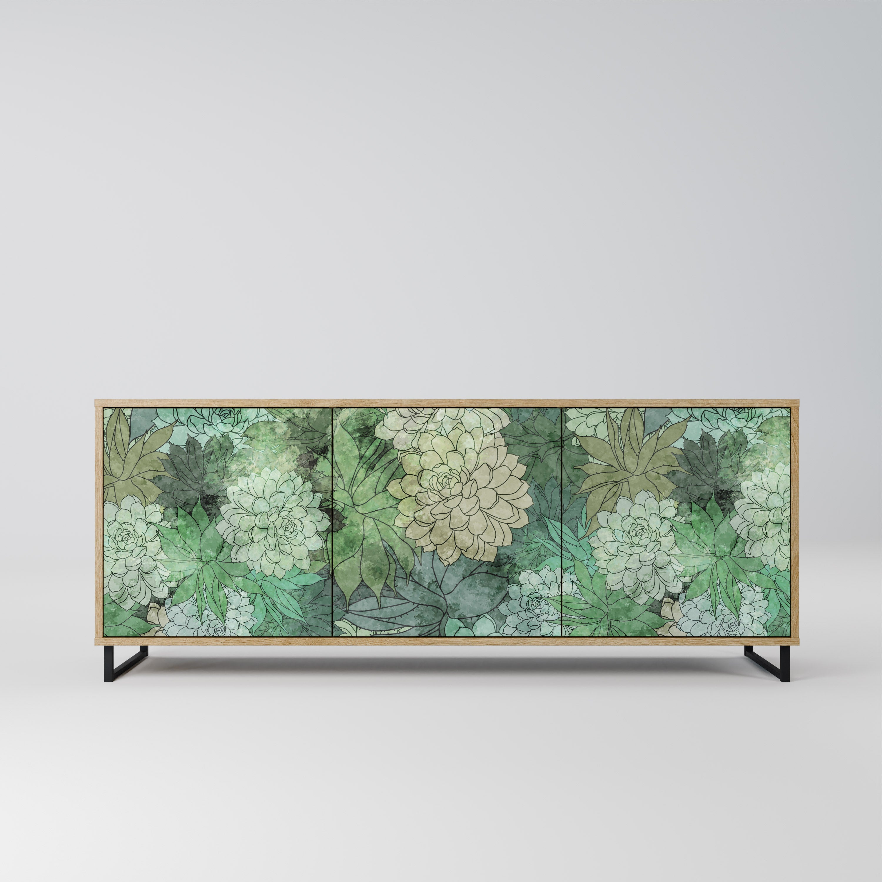 SUCCULENT CLUSTER 3-Door Sideboard in Oak Effect