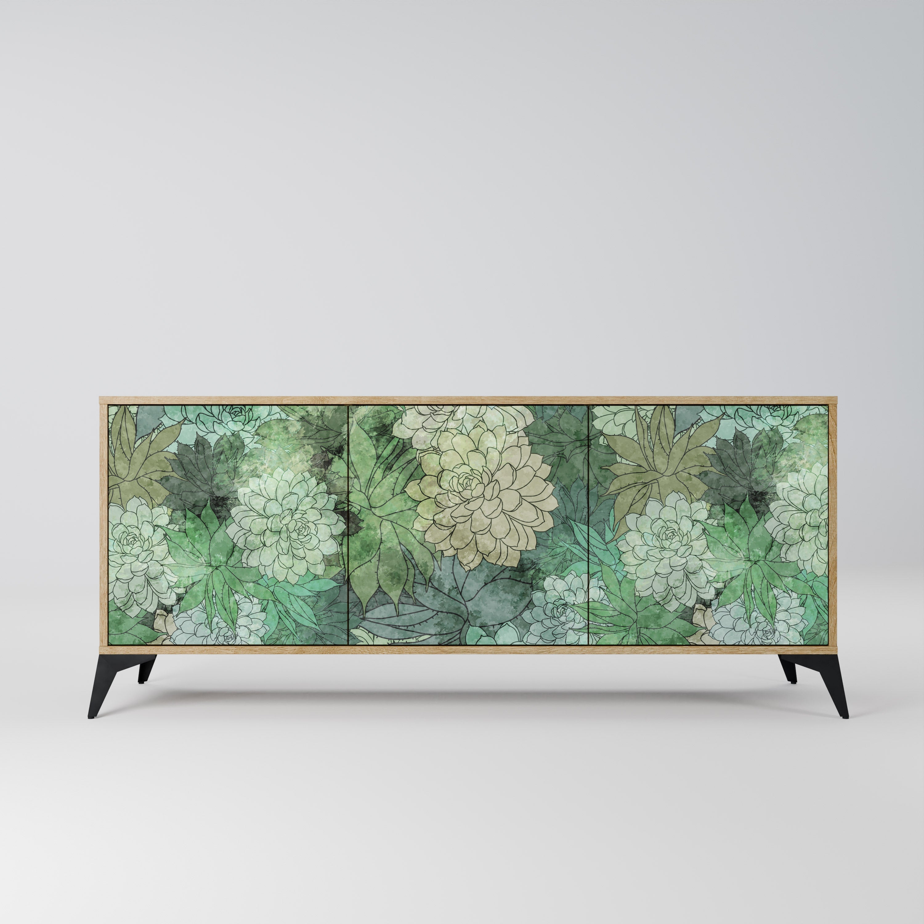 SUCCULENT CLUSTER 3-Door Sideboard in Oak Effect