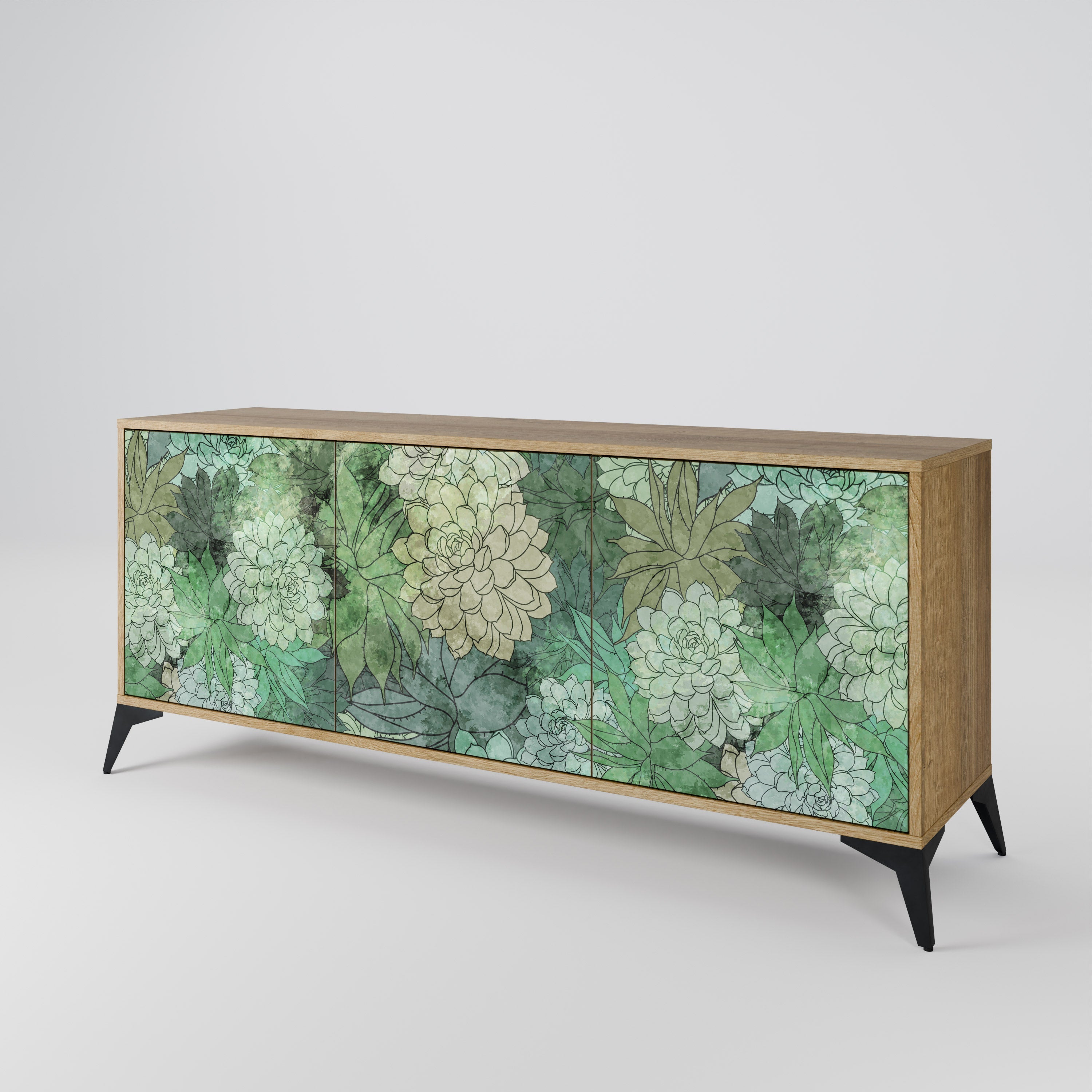 SUCCULENT CLUSTER 3-Door Sideboard in Oak Effect