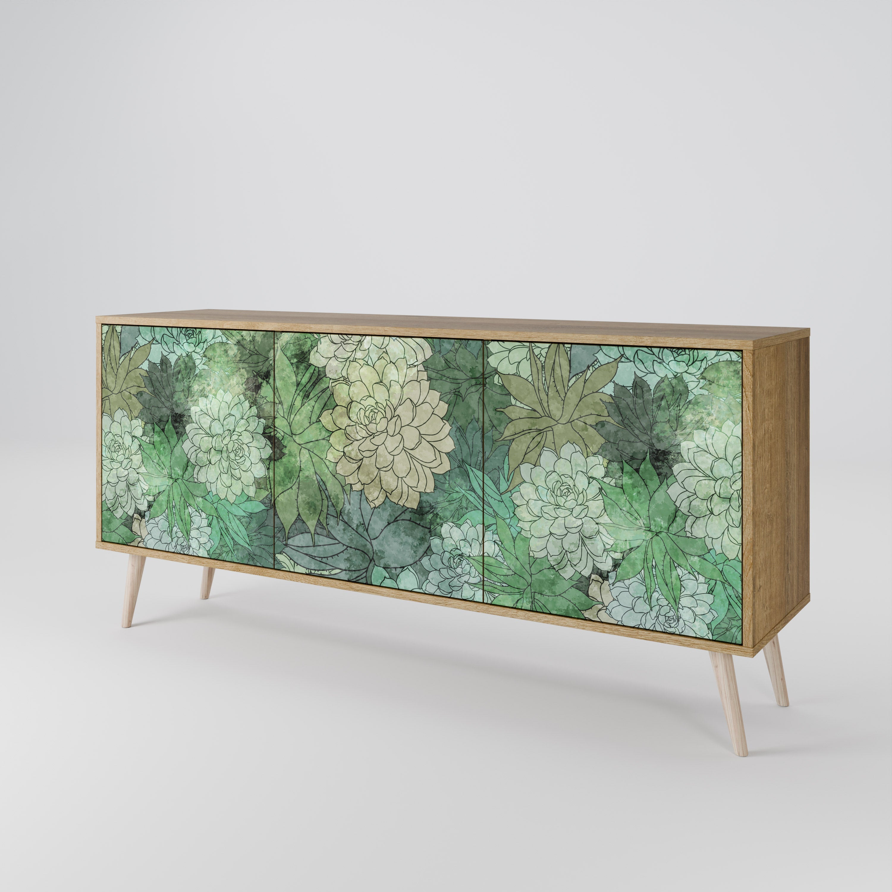 SUCCULENT CLUSTER 3-Door Sideboard in Oak Effect