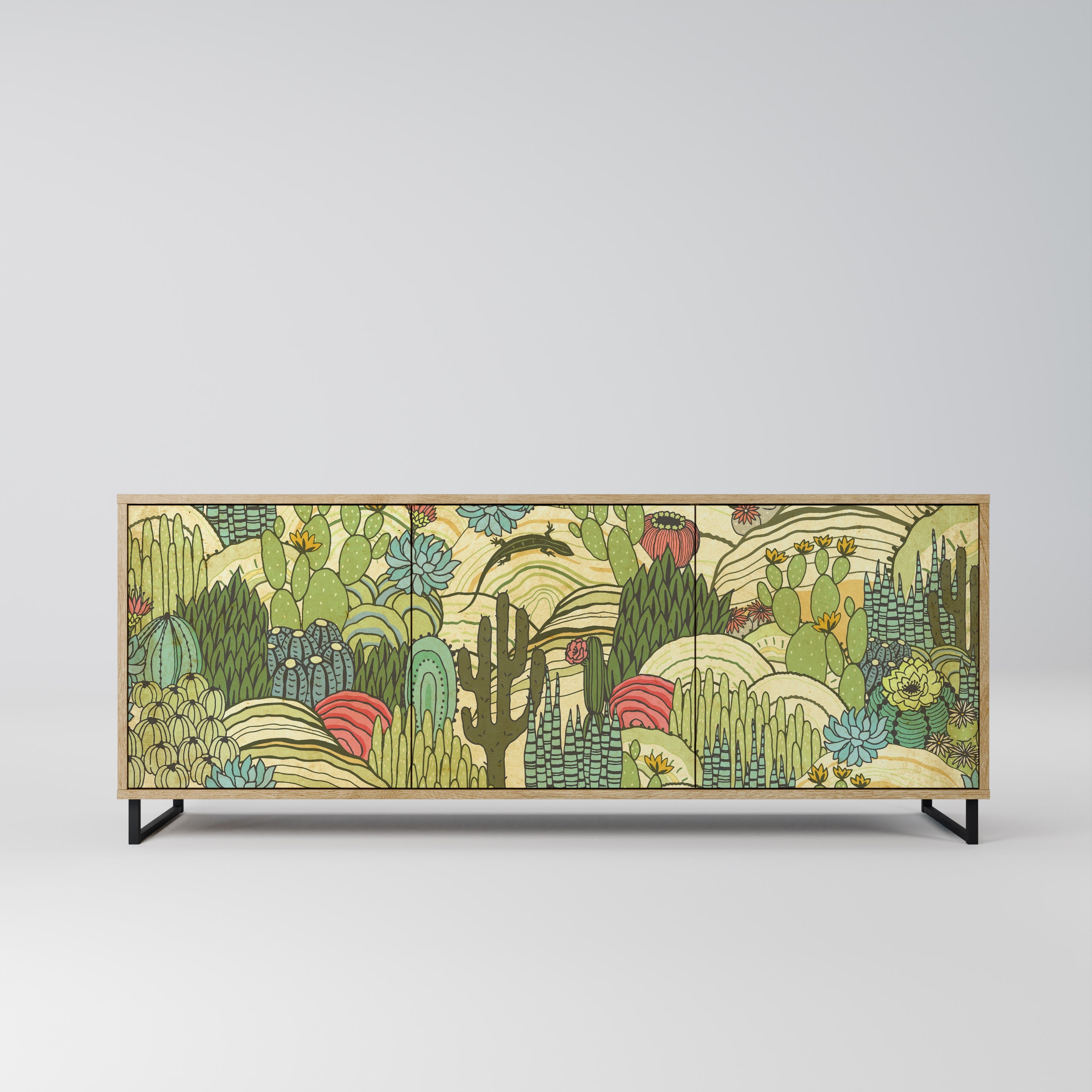SUCCULENTS KALEIDOSCOPE 3-Door Sideboard in Oak Effect