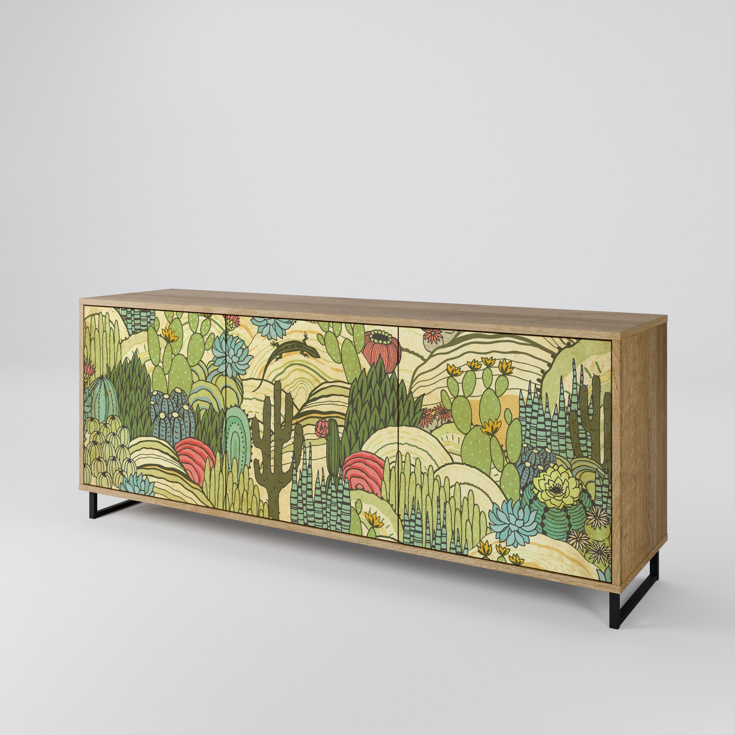 SUCCULENTS KALEIDOSCOPE 3-Door Sideboard in Oak Effect