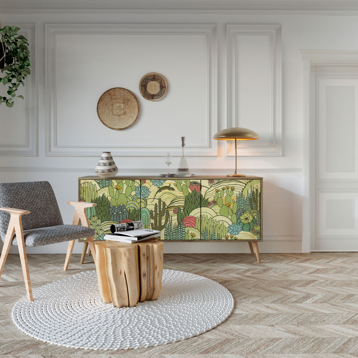 SUCCULENTS KALEIDOSCOPE 3-türiges Sideboard