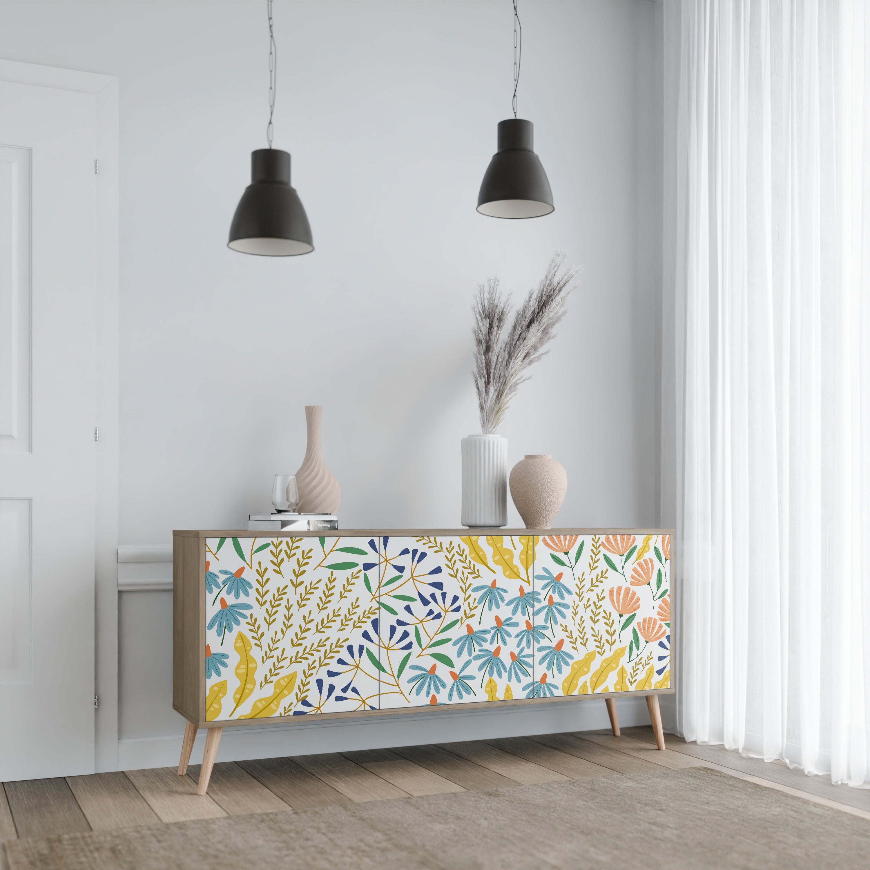 HELLO SPRING Sideboard mit 3 Türen in Eiche-Optik