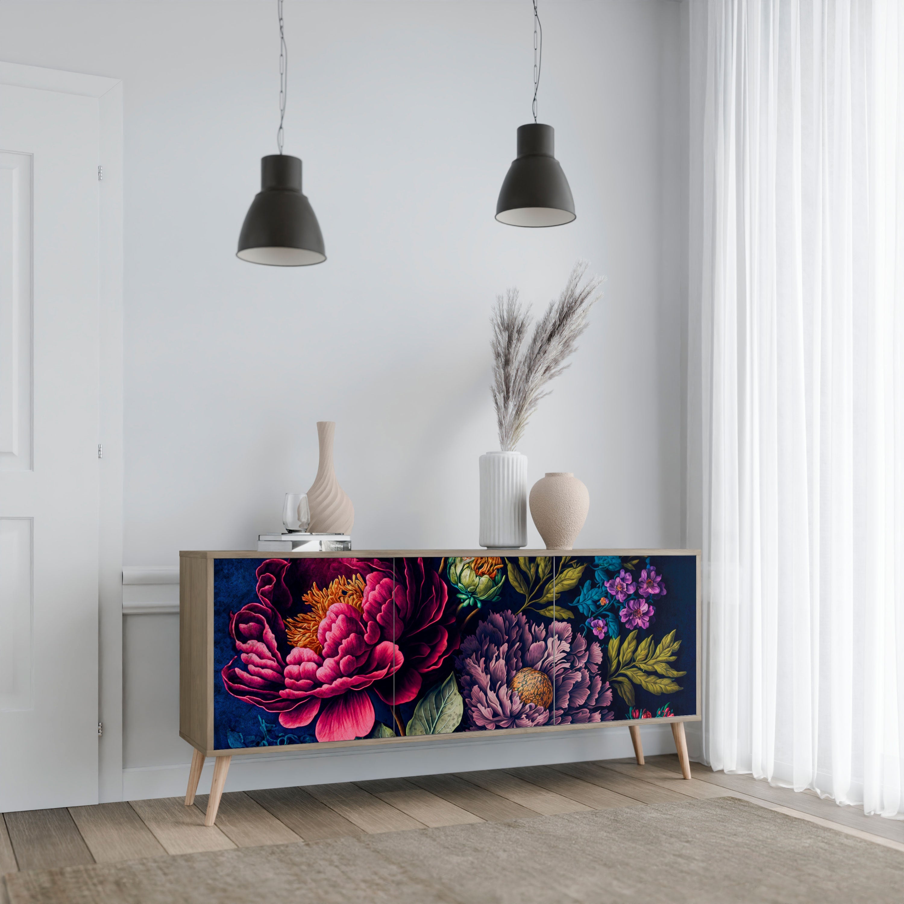 BLOOMING ELEGANCE Sideboard mit 3 Türen in Eiche-Optik