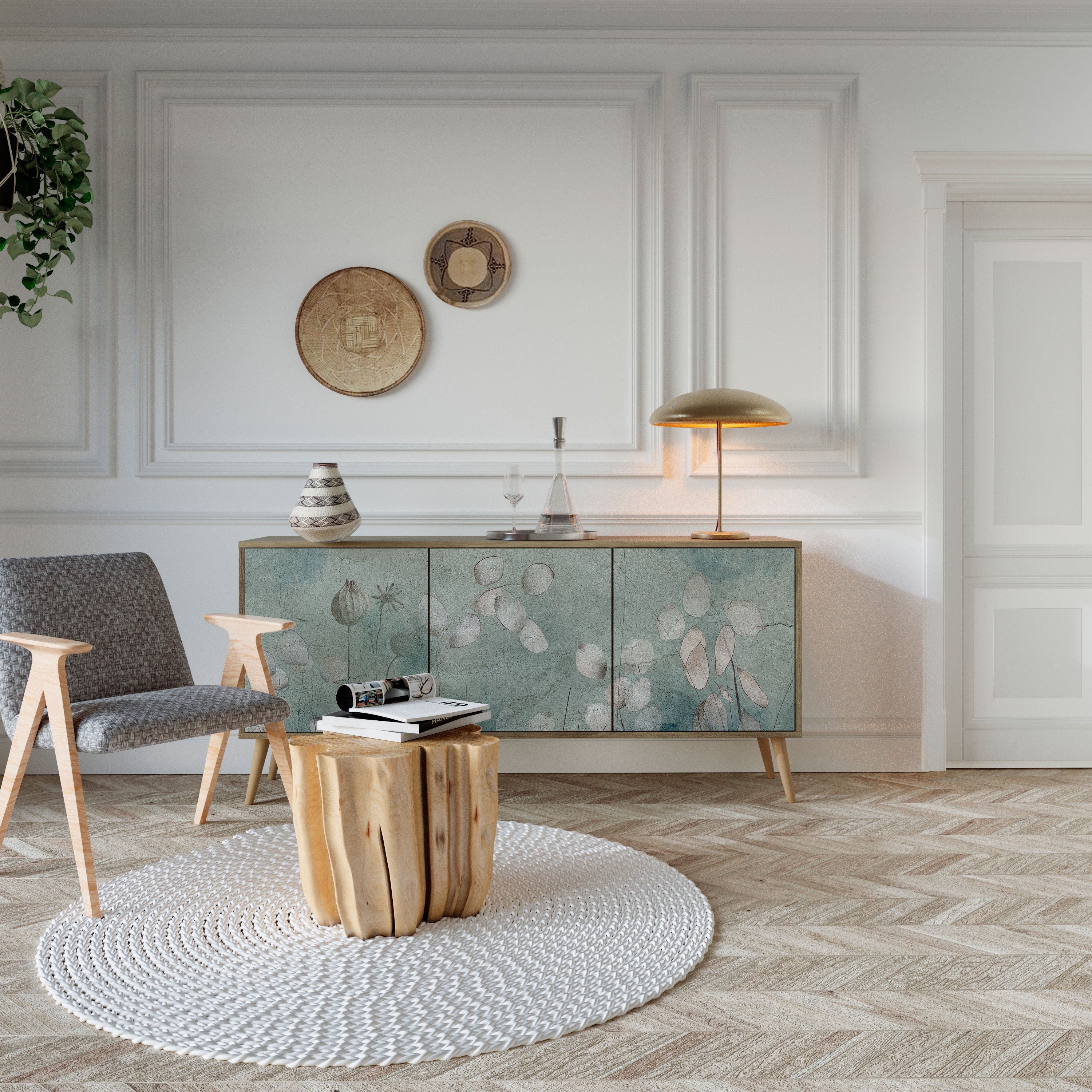 NIGHT LADY Sideboard mit 3 Türen in Eiche-Optik