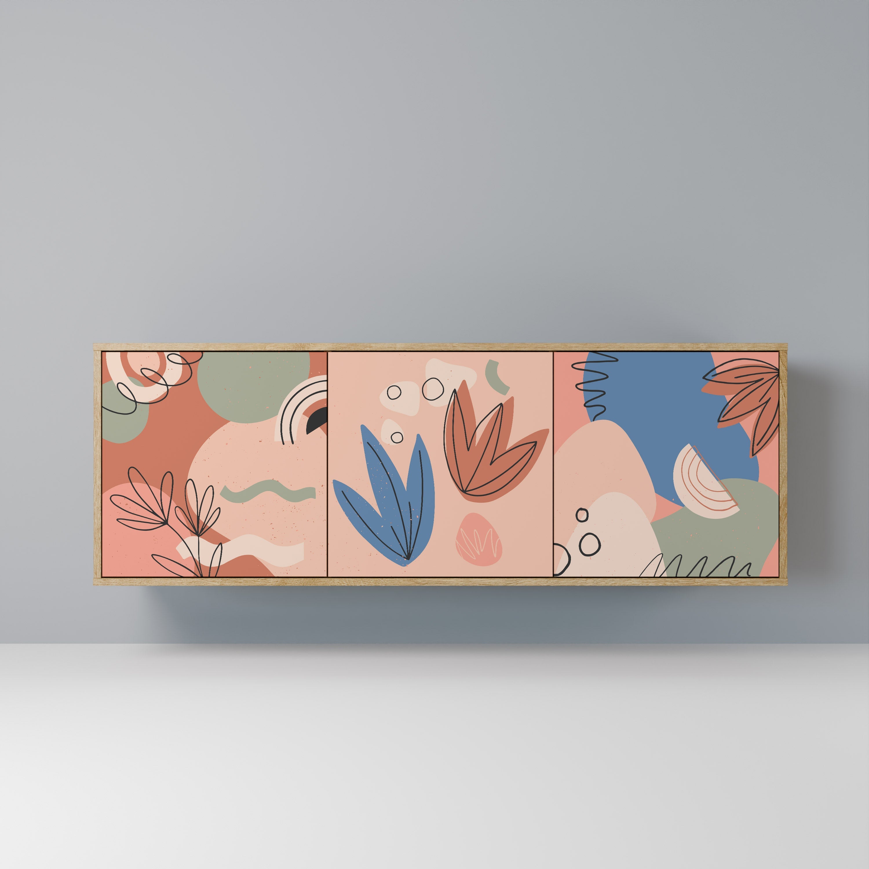 PASTEL DESTINY Sideboard mit 3 Türen in Eiche-Optik