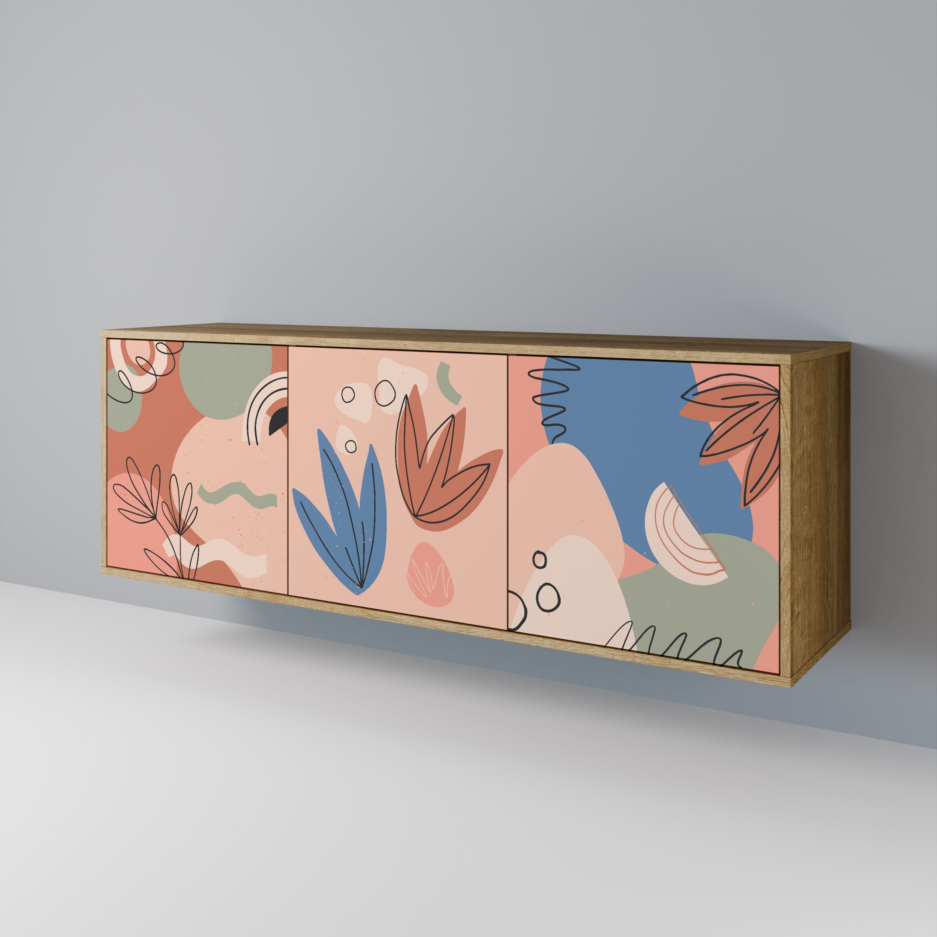 PASTEL DESTINY Sideboard mit 3 Türen in Eiche-Optik