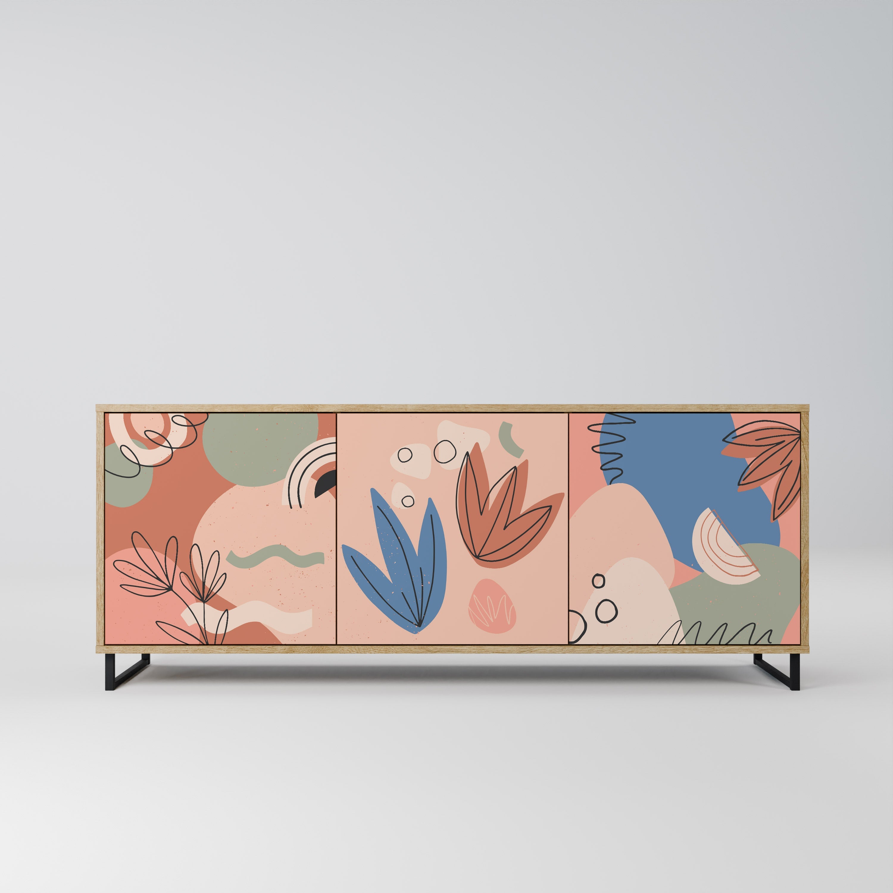 PASTEL DESTINY Sideboard mit 3 Türen in Eiche-Optik