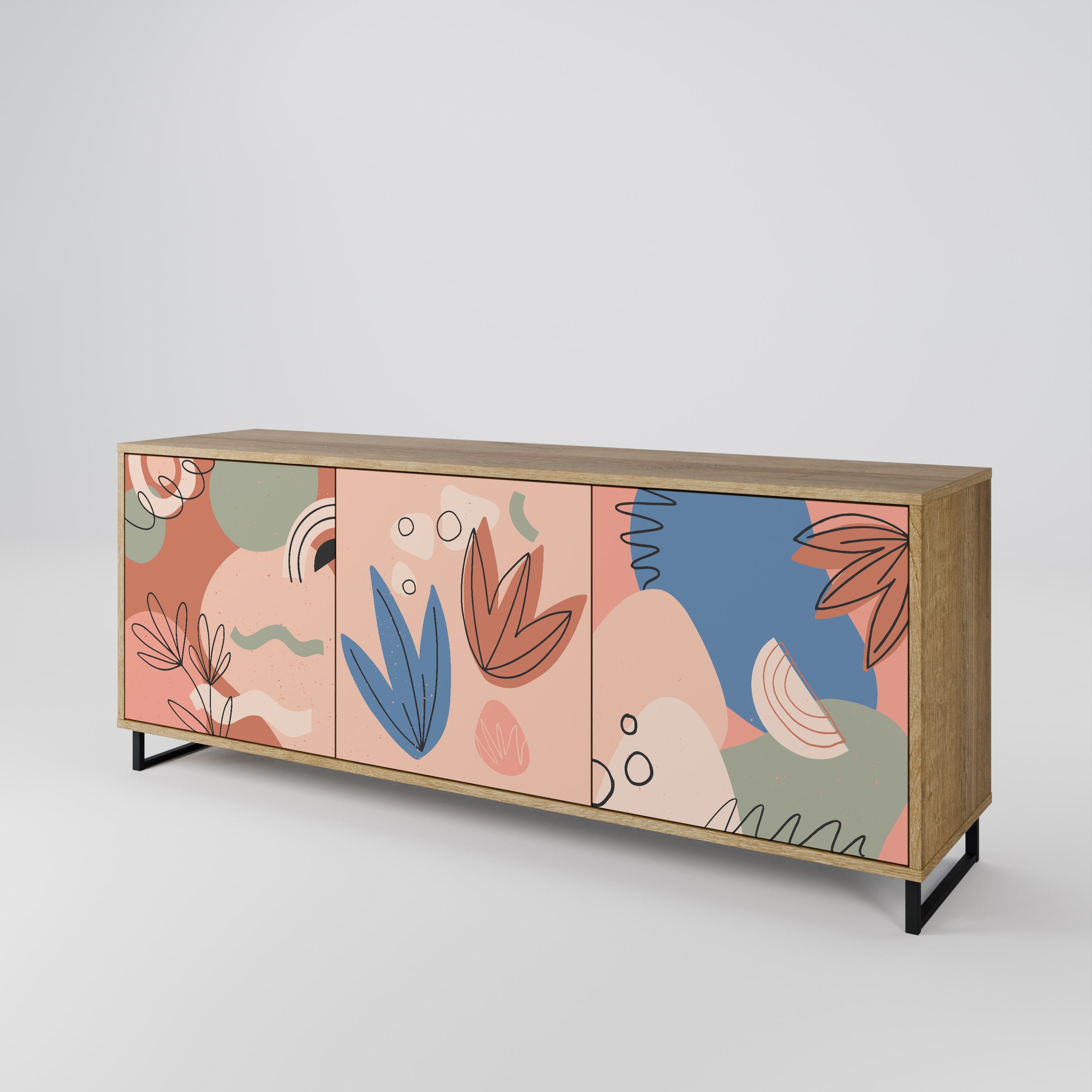 PASTEL DESTINY Sideboard mit 3 Türen in Eiche-Optik