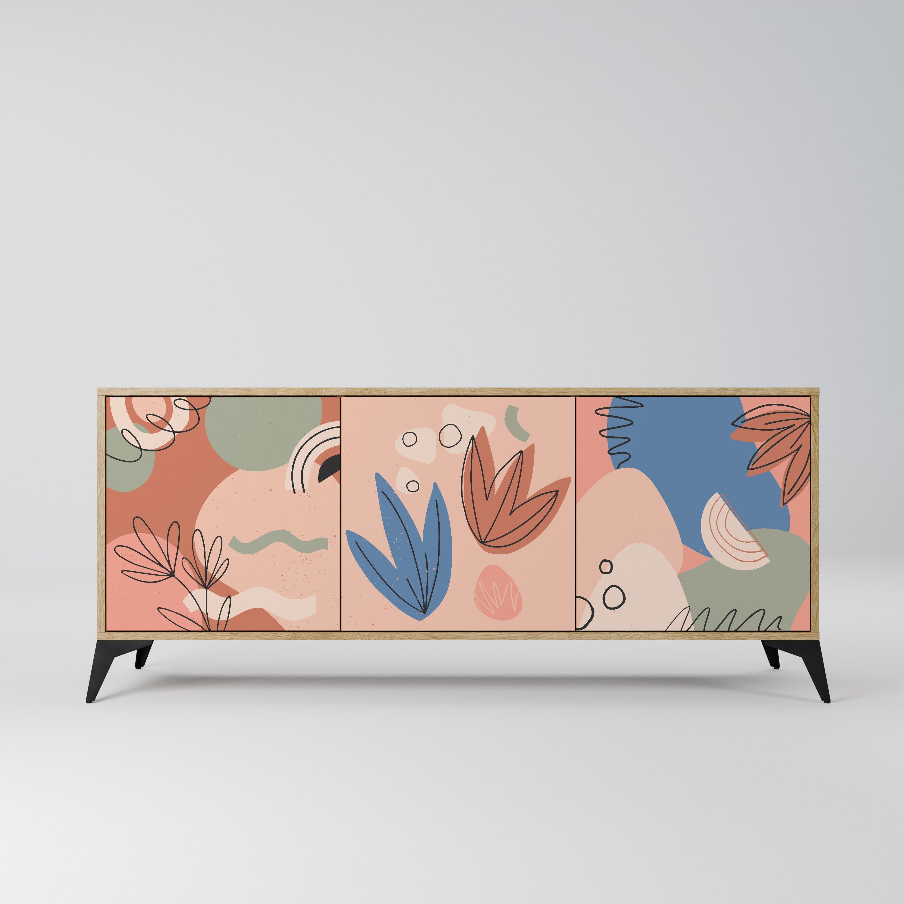 PASTEL DESTINY Sideboard mit 3 Türen in Eiche-Optik