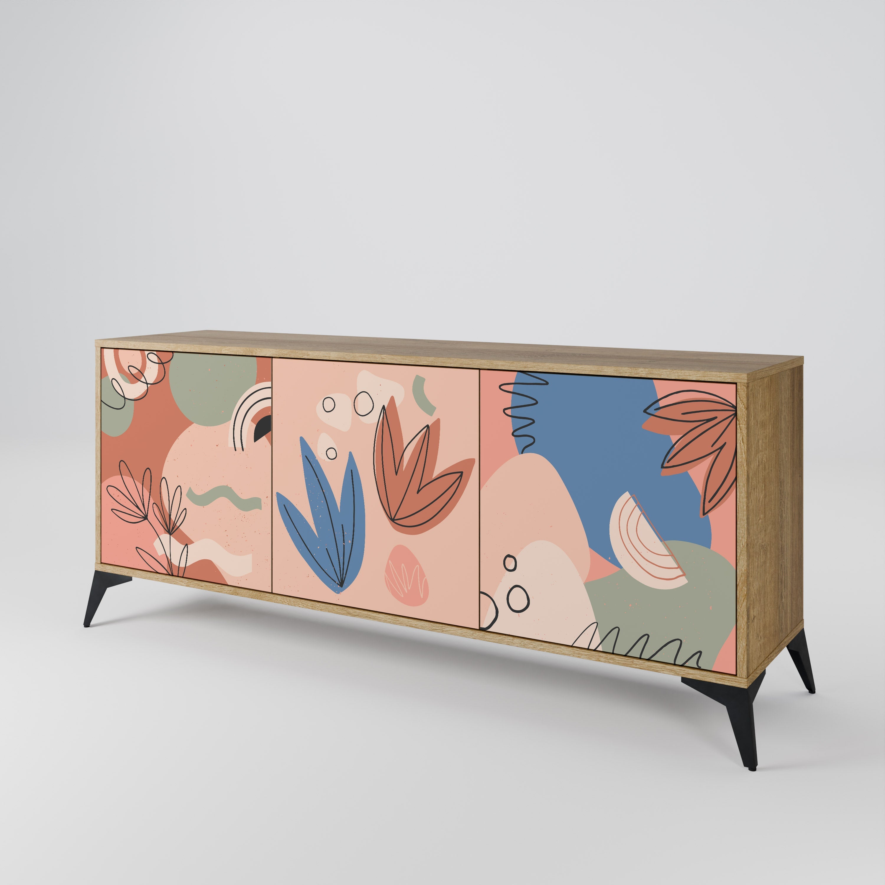 PASTEL DESTINY Sideboard mit 3 Türen in Eiche-Optik