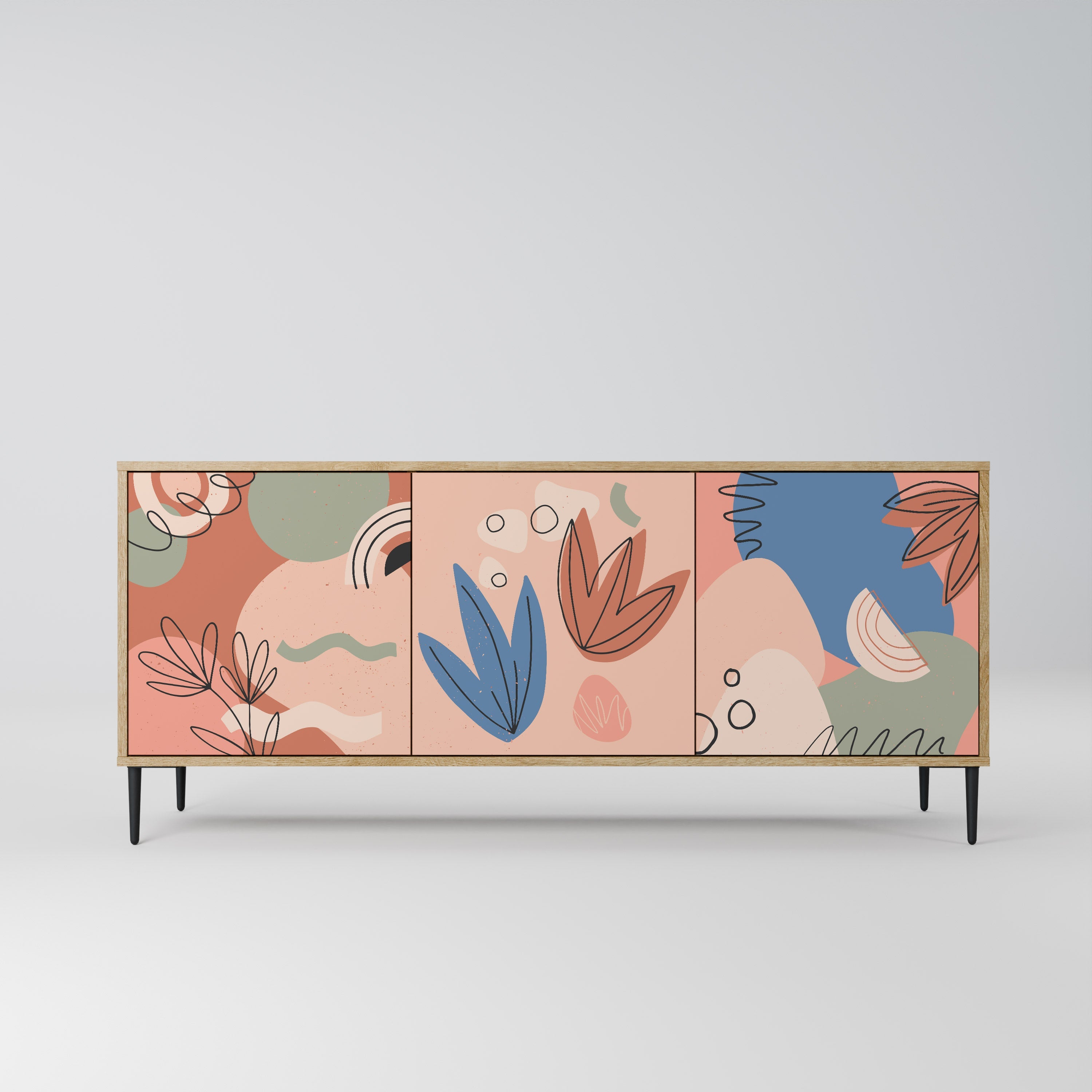 PASTEL DESTINY Sideboard mit 3 Türen in Eiche-Optik