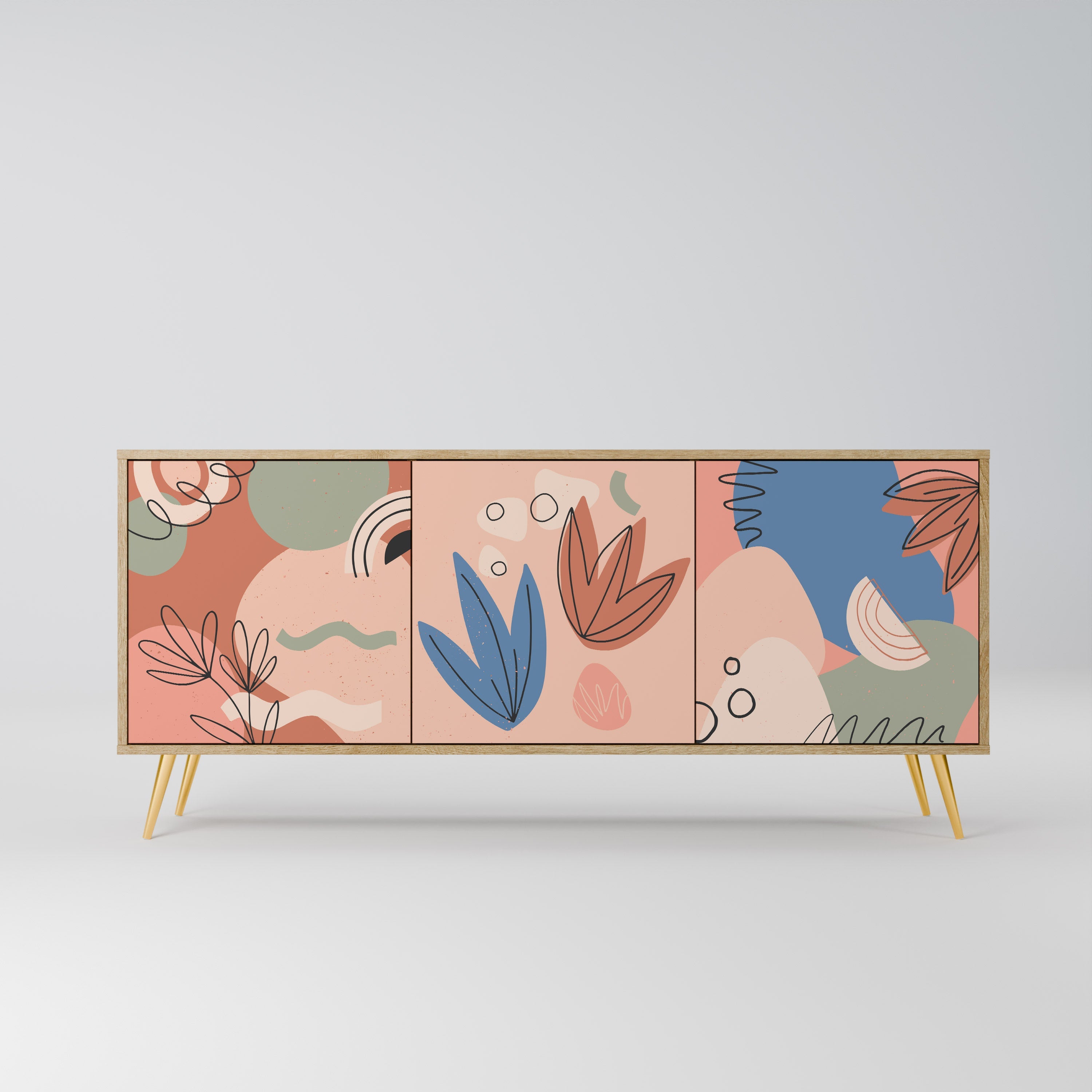 PASTEL DESTINY Sideboard mit 3 Türen in Eiche-Optik