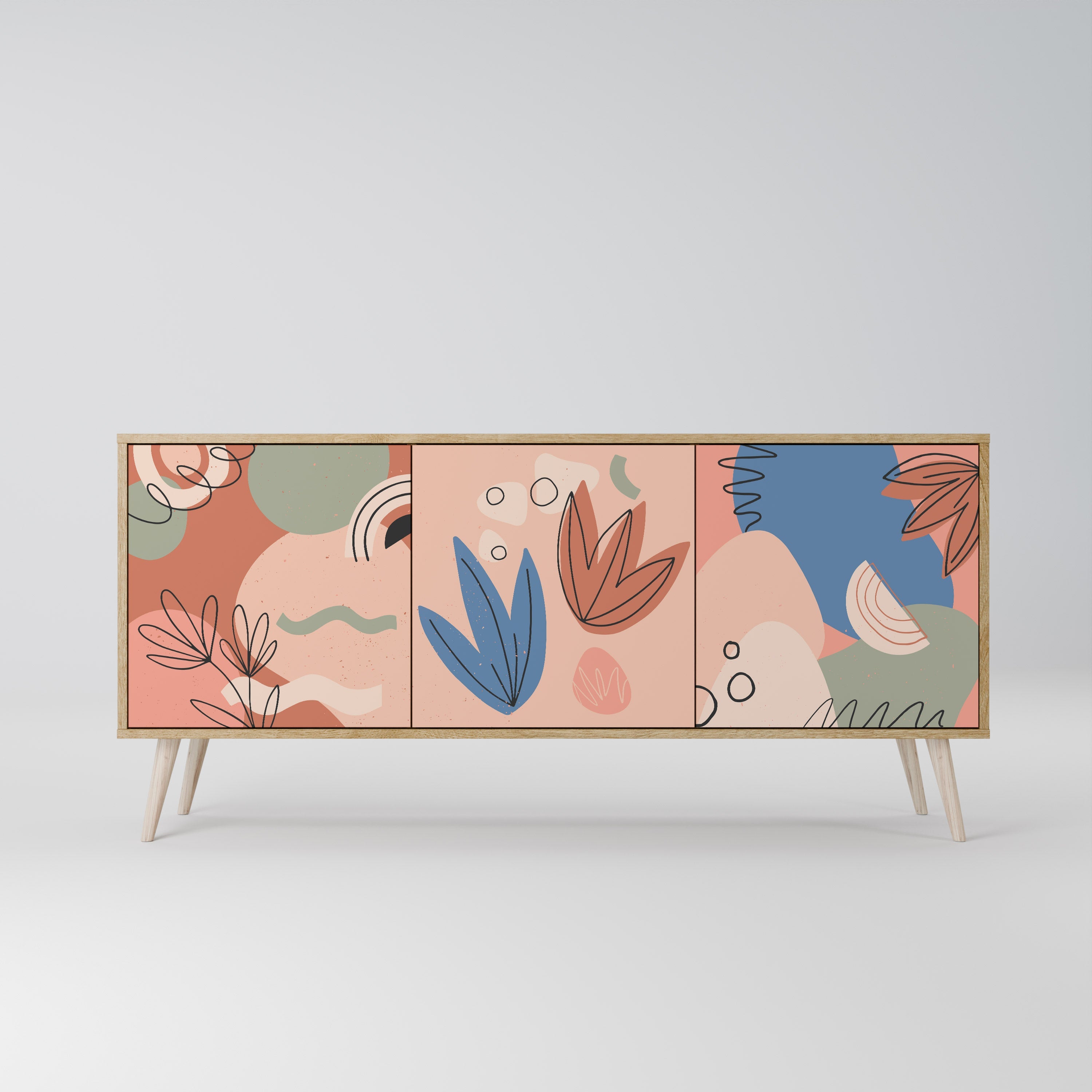 PASTEL DESTINY Sideboard mit 3 Türen in Eiche-Optik