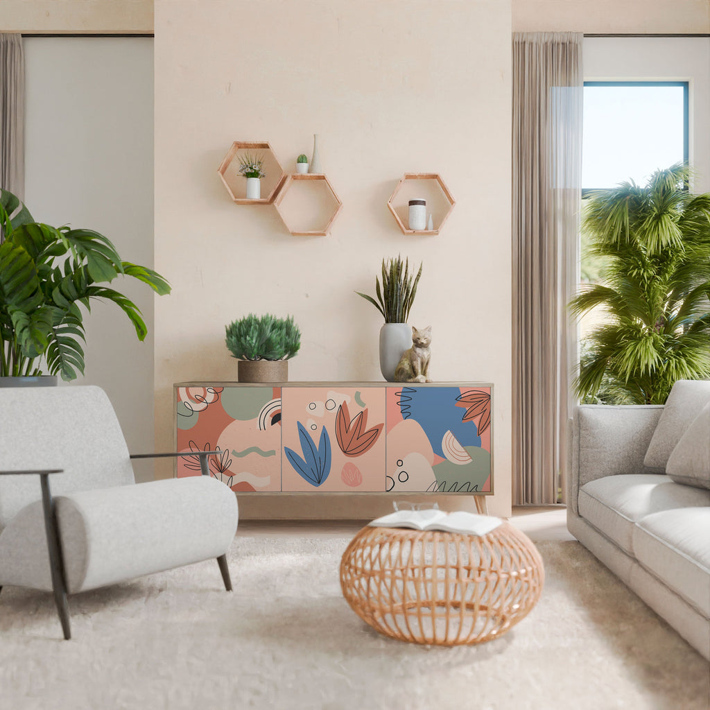 PASTEL DESTINY Sideboard mit 3 Türen in Eiche-Optik