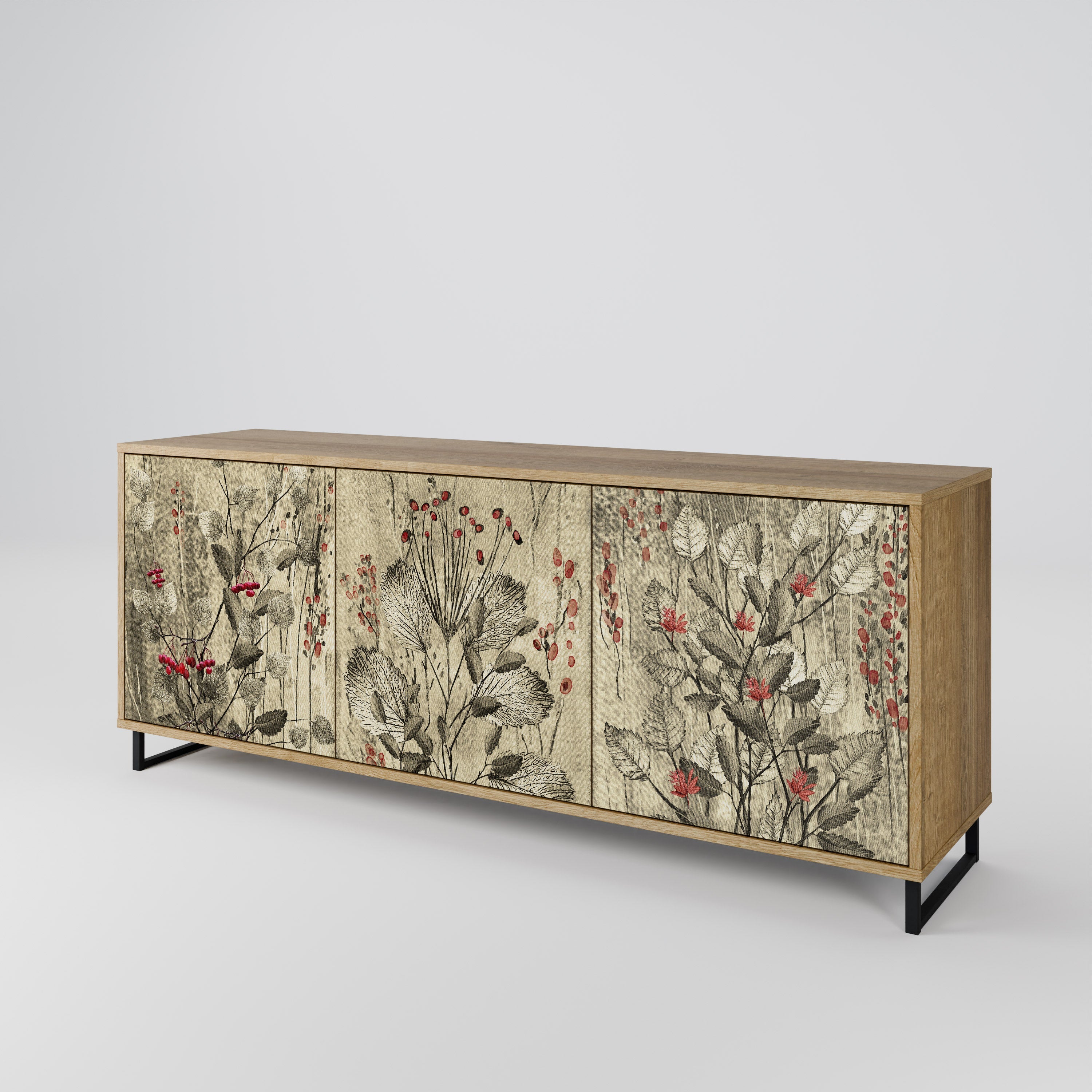 HERBAL GRACE Sideboard mit 3 Türen in Eiche-Optik