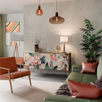 FLORAL GRACE Sideboard mit 3 Türen in Eiche-Optik