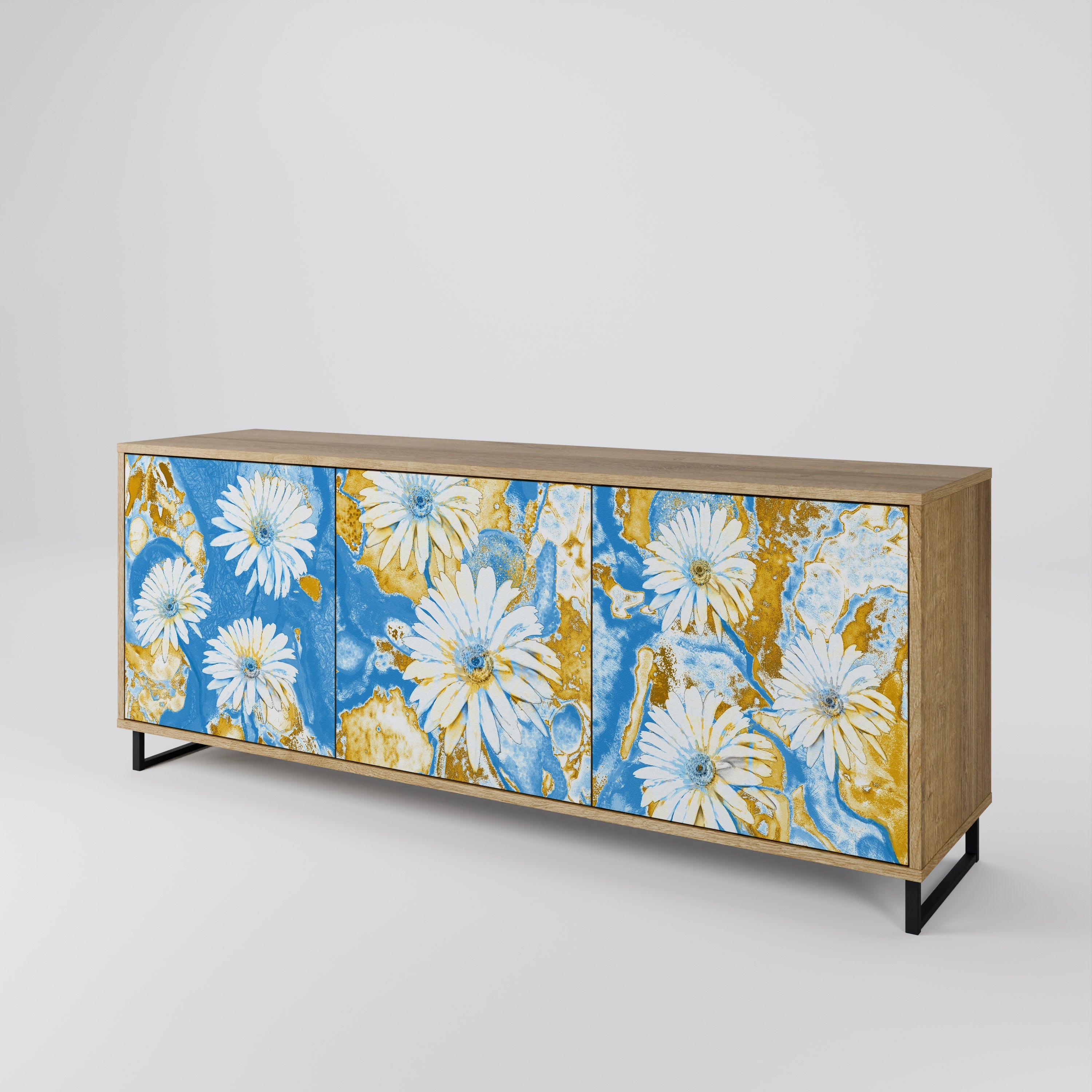 DAISY LUXE Sideboard mit 3 Türen in Eiche-Optik