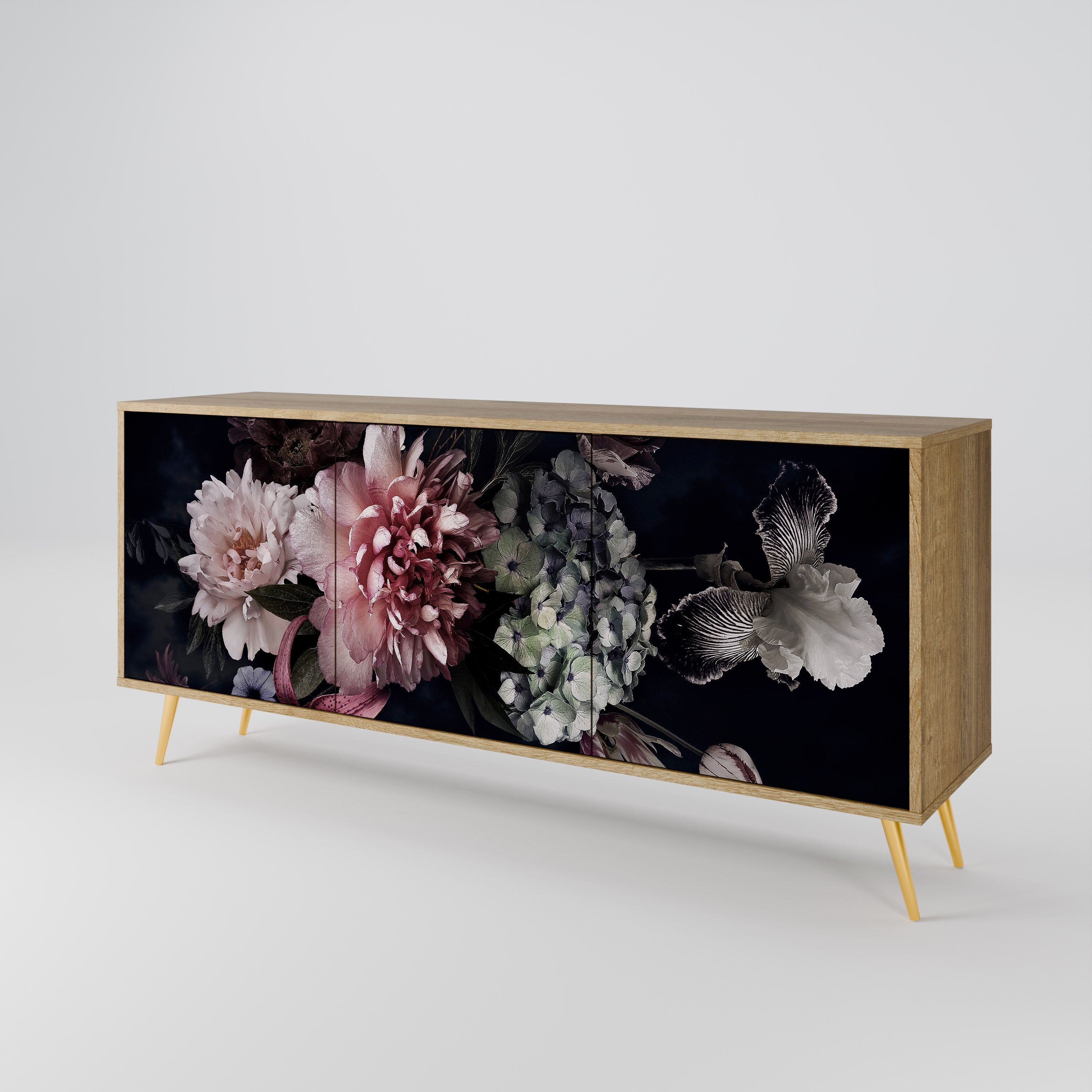 PURE BLOSSOM Sideboard mit 3 Türen in Eiche-Optik