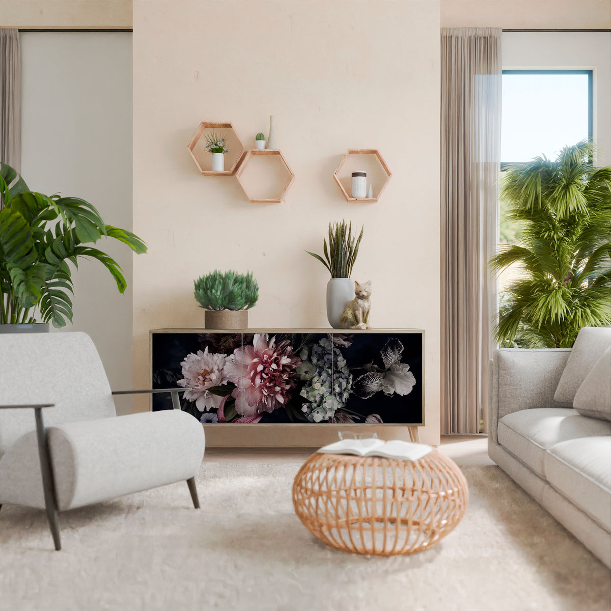 PURE BLOSSOM 3-türiges Sideboard