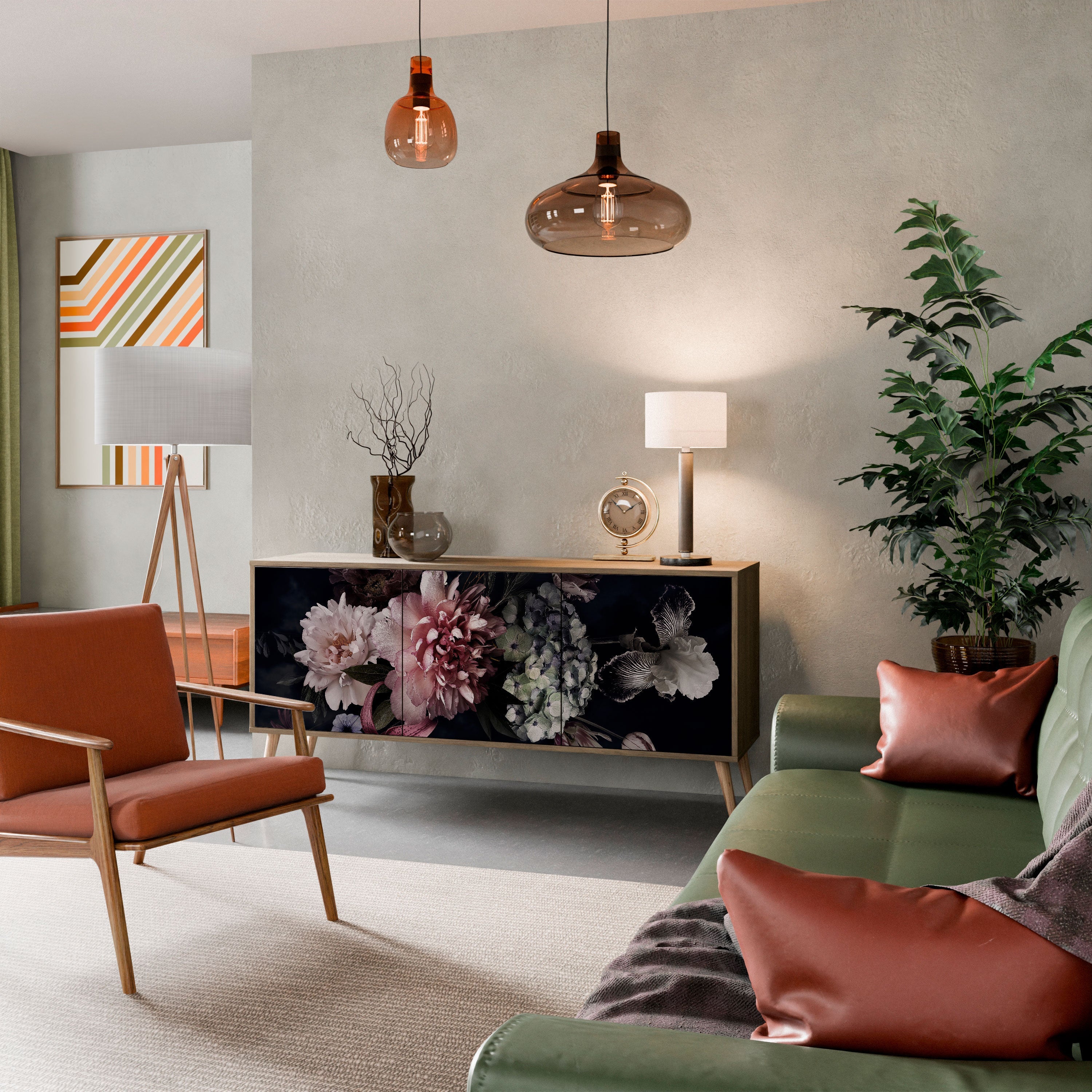 PURE BLOSSOM Sideboard mit 3 Türen in Eiche-Optik