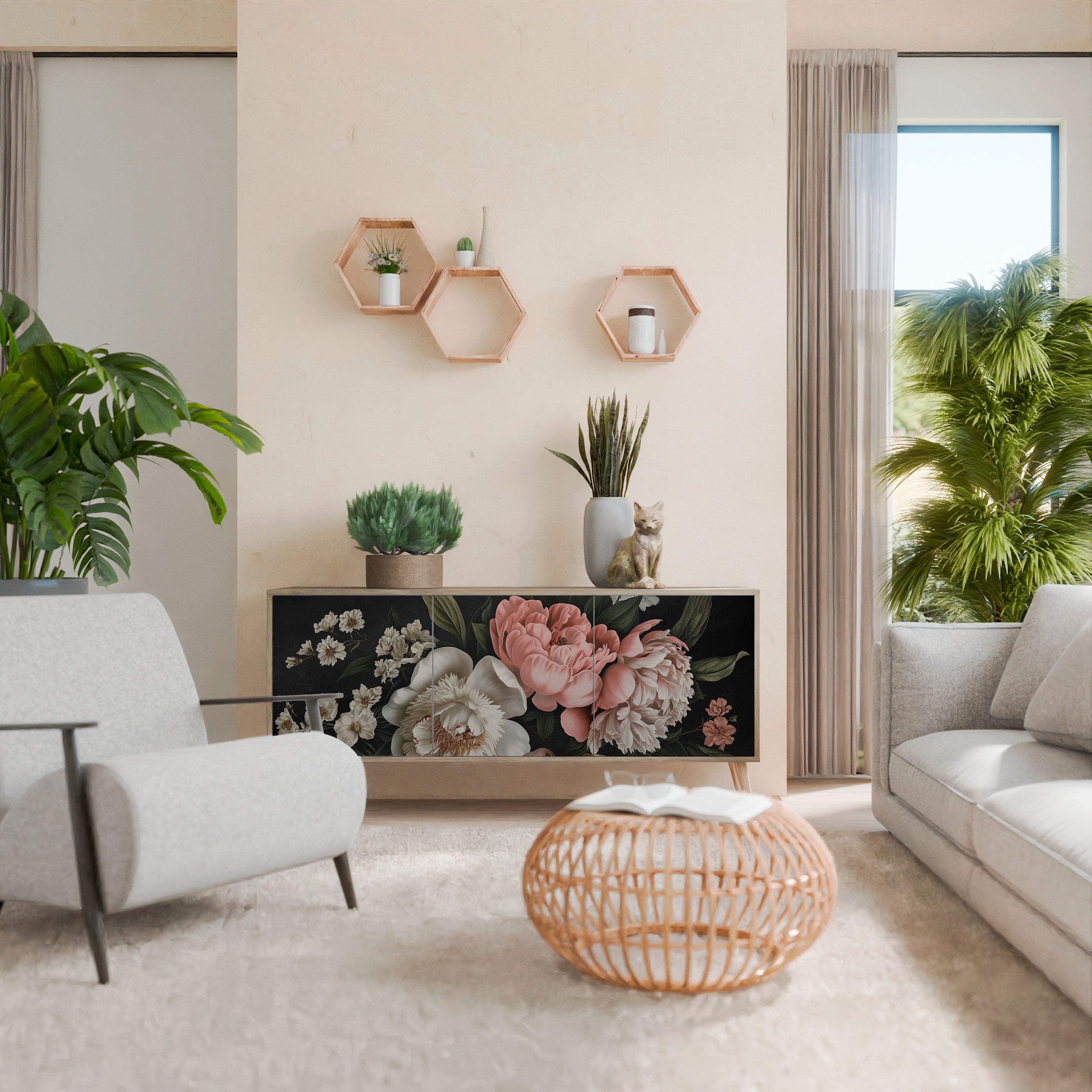 LUSH ELEGANCE Sideboard mit 3 Türen in Eiche-Optik