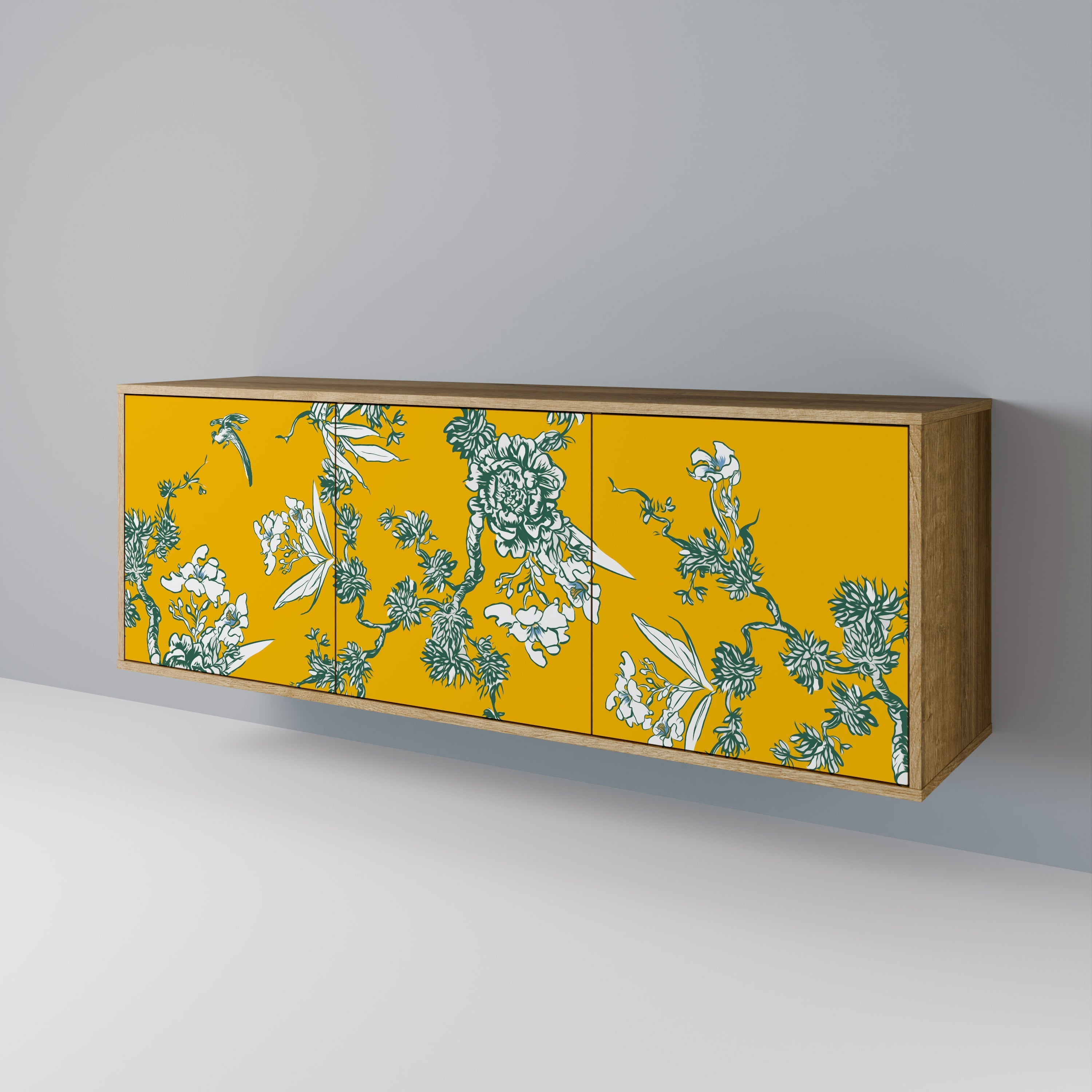 YELLOW CHINOISERIE Sideboard mit 3 Türen in Eiche-Optik