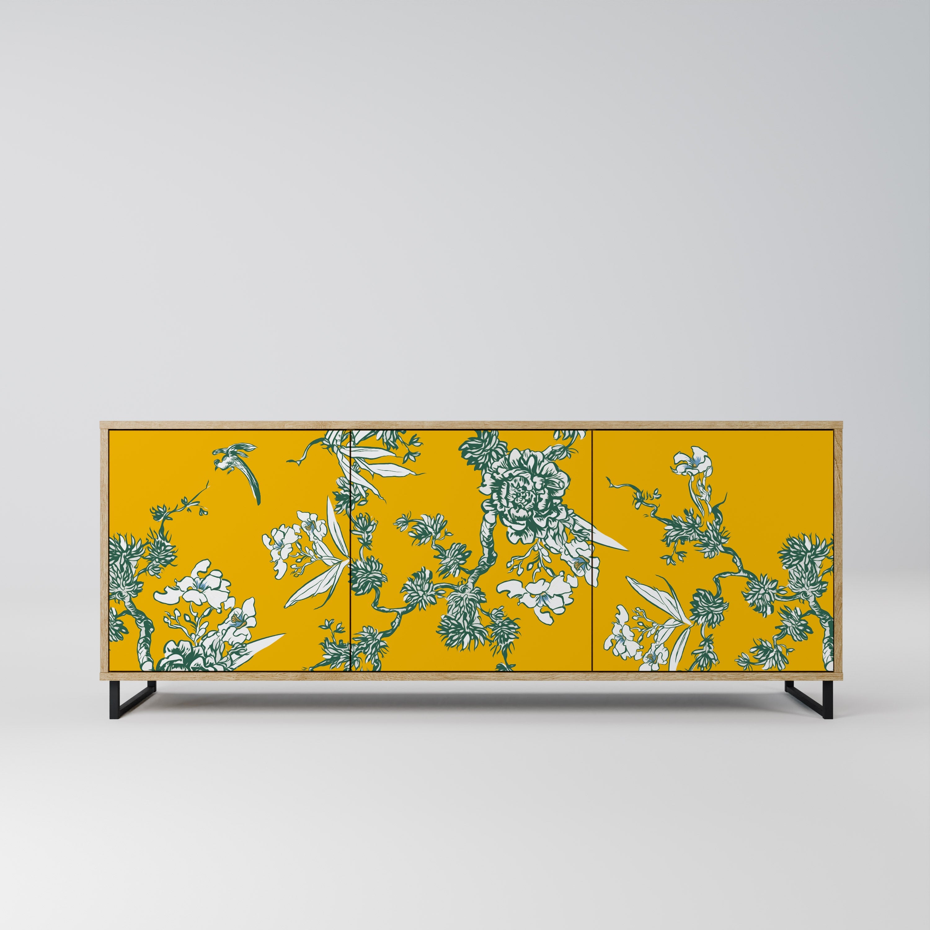 YELLOW CHINOISERIE Sideboard mit 3 Türen in Eiche-Optik