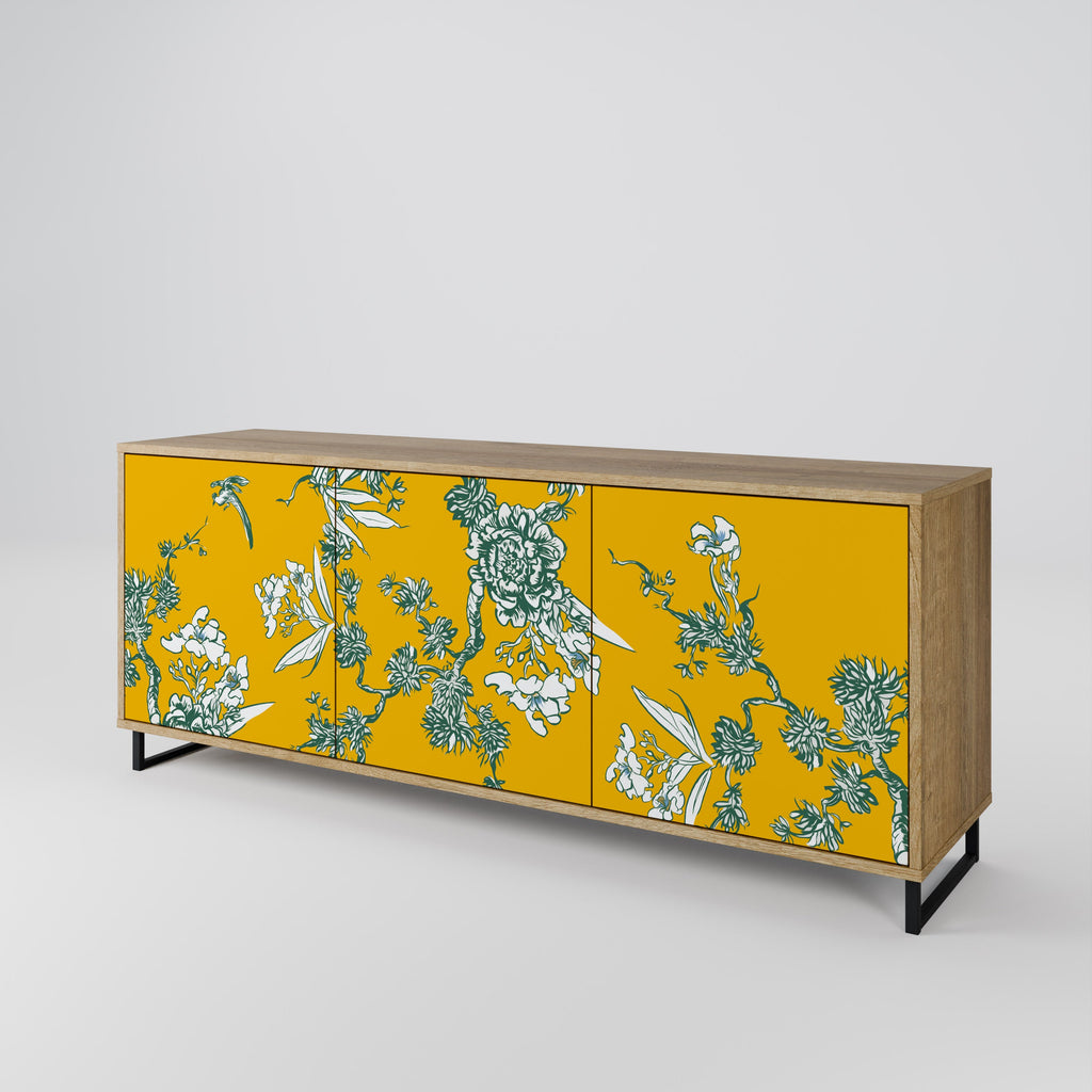 YELLOW CHINOISERIE Sideboard mit 3 Türen in Eiche-Optik