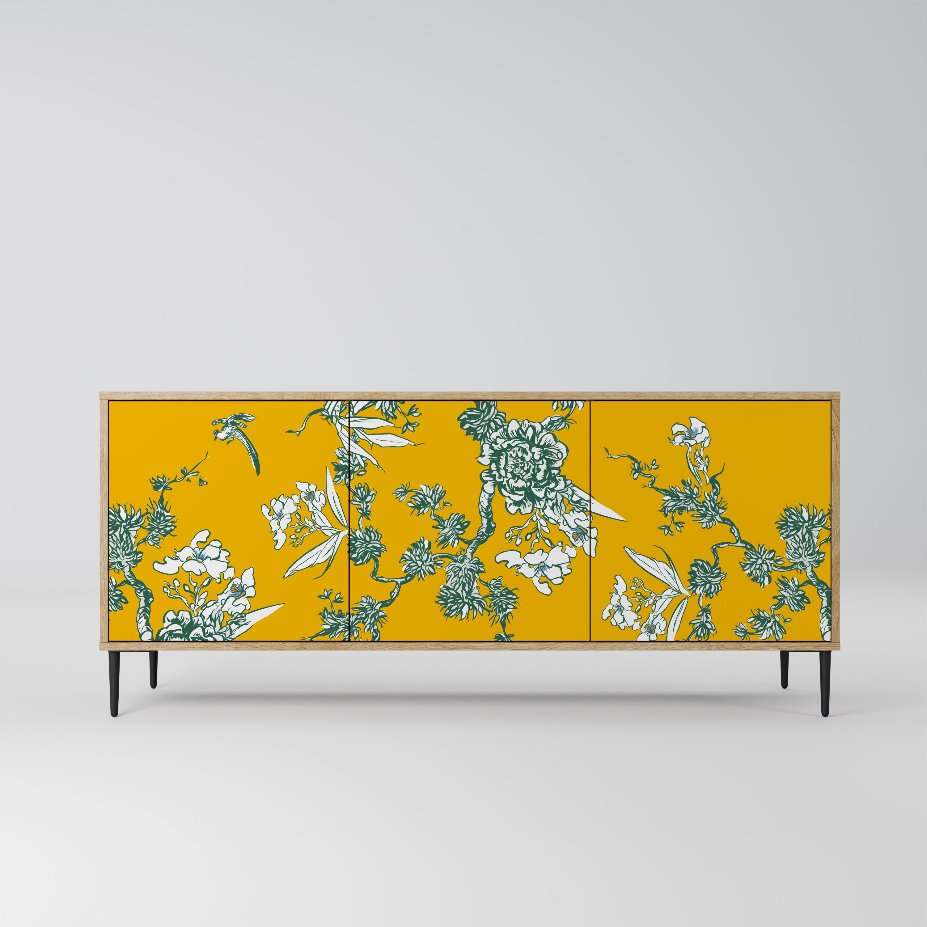 YELLOW CHINOISERIE Sideboard mit 3 Türen in Eiche-Optik