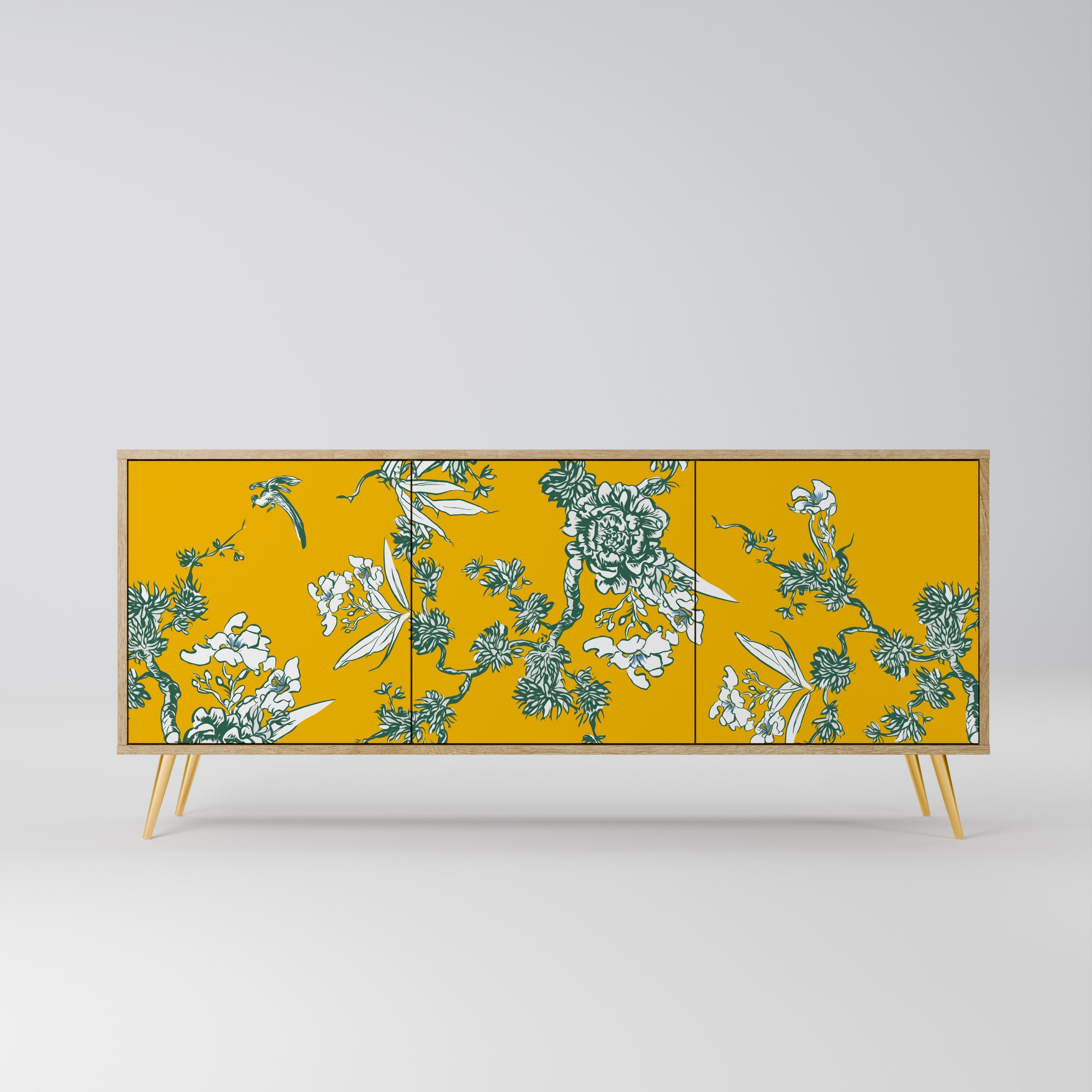 YELLOW CHINOISERIE Sideboard mit 3 Türen in Eiche-Optik