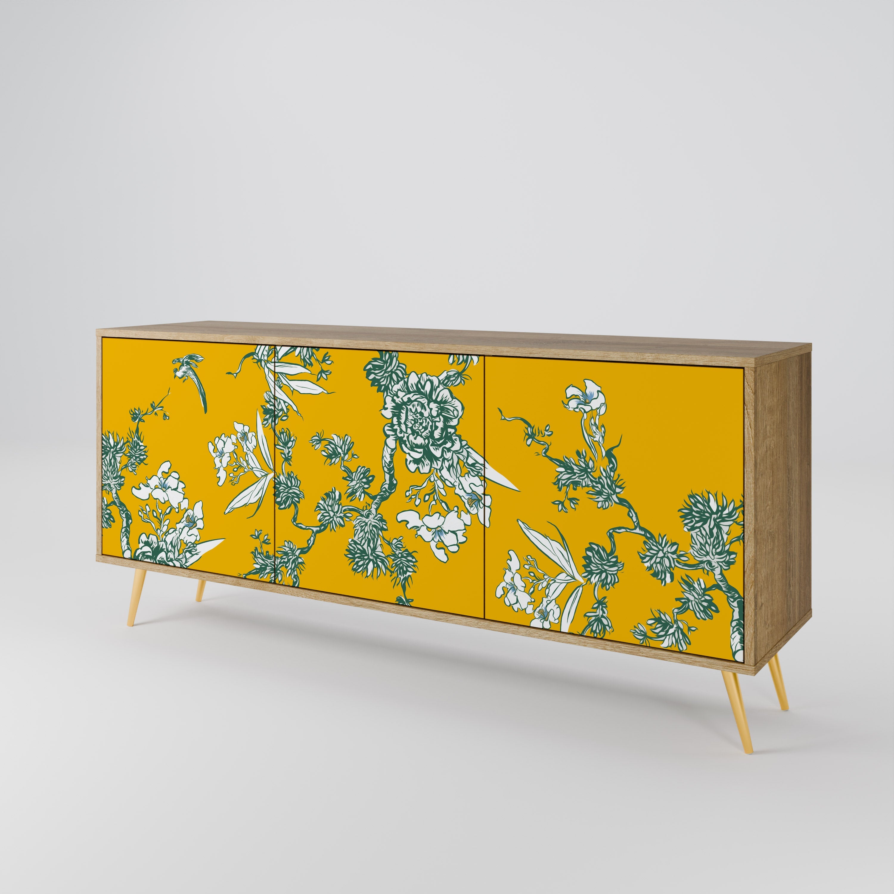 YELLOW CHINOISERIE Sideboard mit 3 Türen in Eiche-Optik