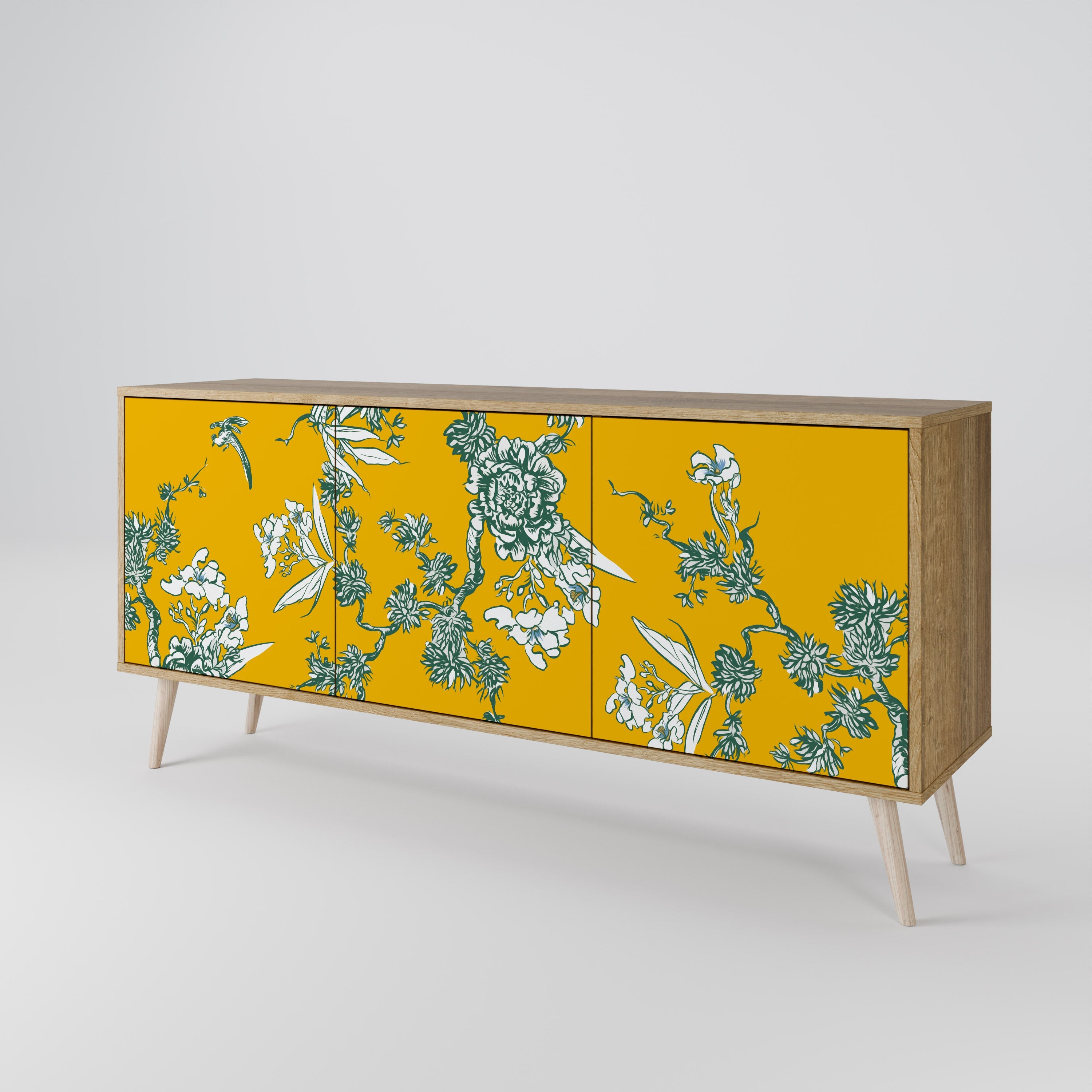 YELLOW CHINOISERIE Sideboard mit 3 Türen in Eiche-Optik
