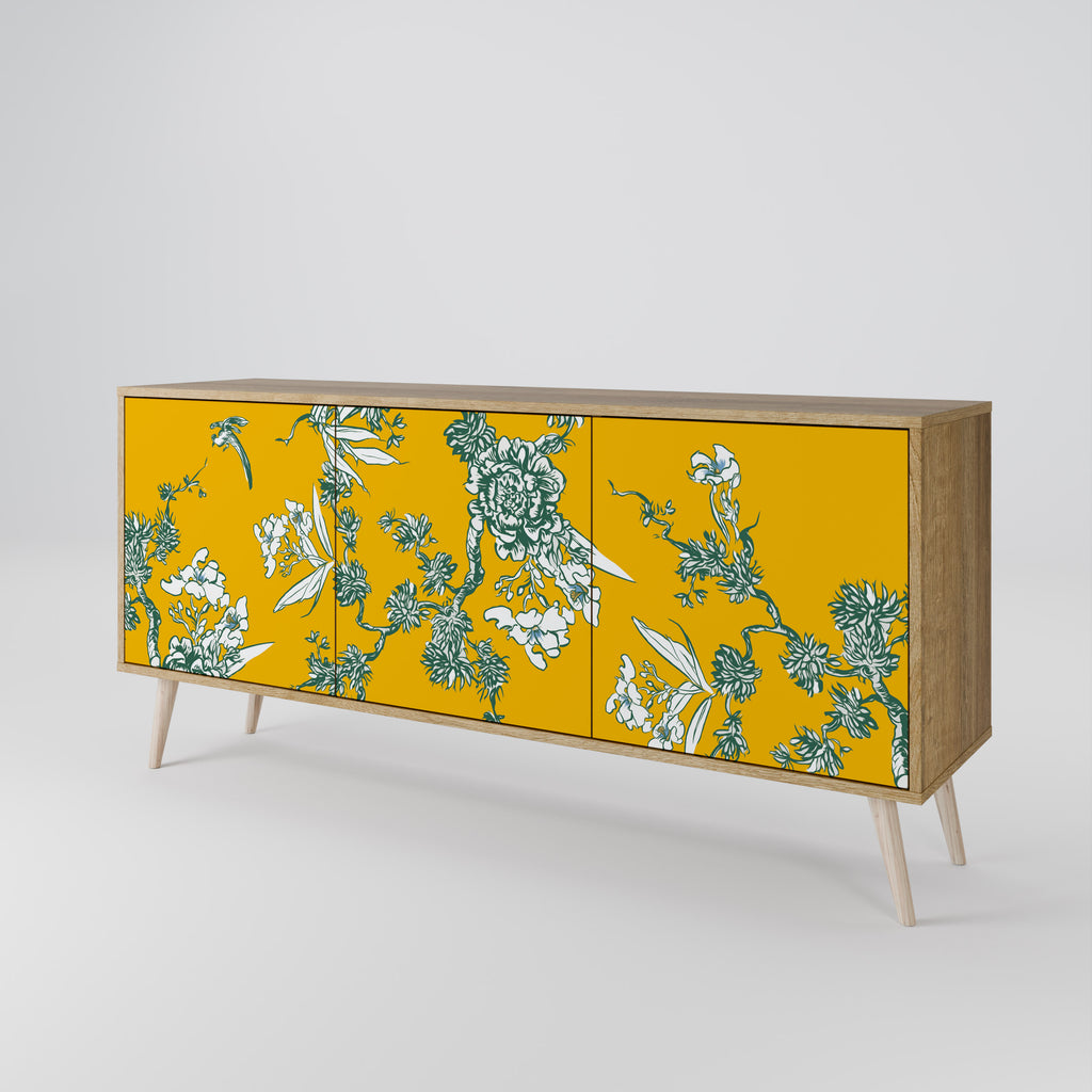 YELLOW CHINOISERIE 3-Door Sideboard